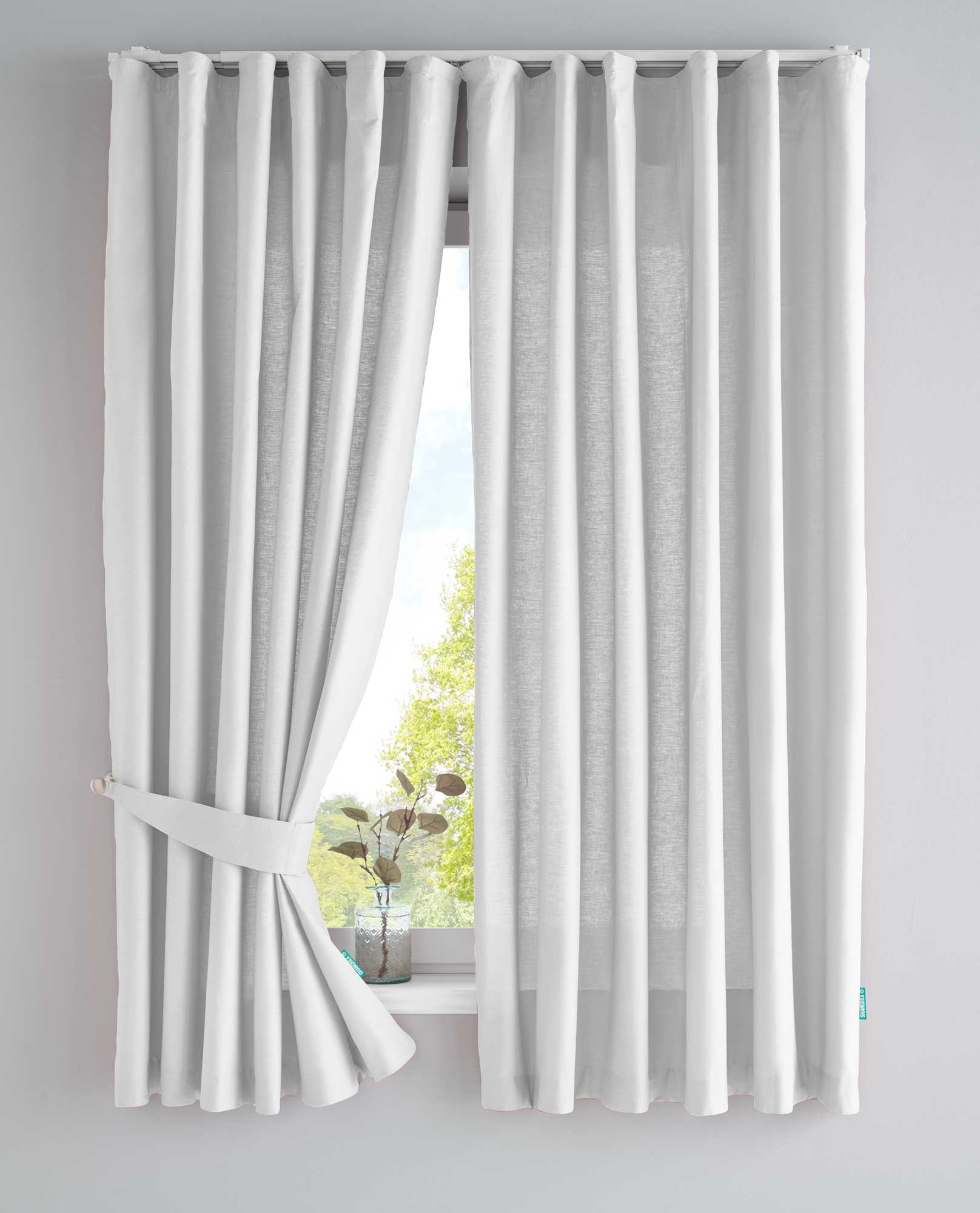 2er Set Bio Organic Vorhänge »Bremen« Reine Bio Baumwolle Blickdicht Gardinen Verdeckte Schlaufen Gardinenband Pflegeleicht 202088 Weiß HxB 160x145 cm Vorhang Set 202088weiss-160 | girdinenbox.com