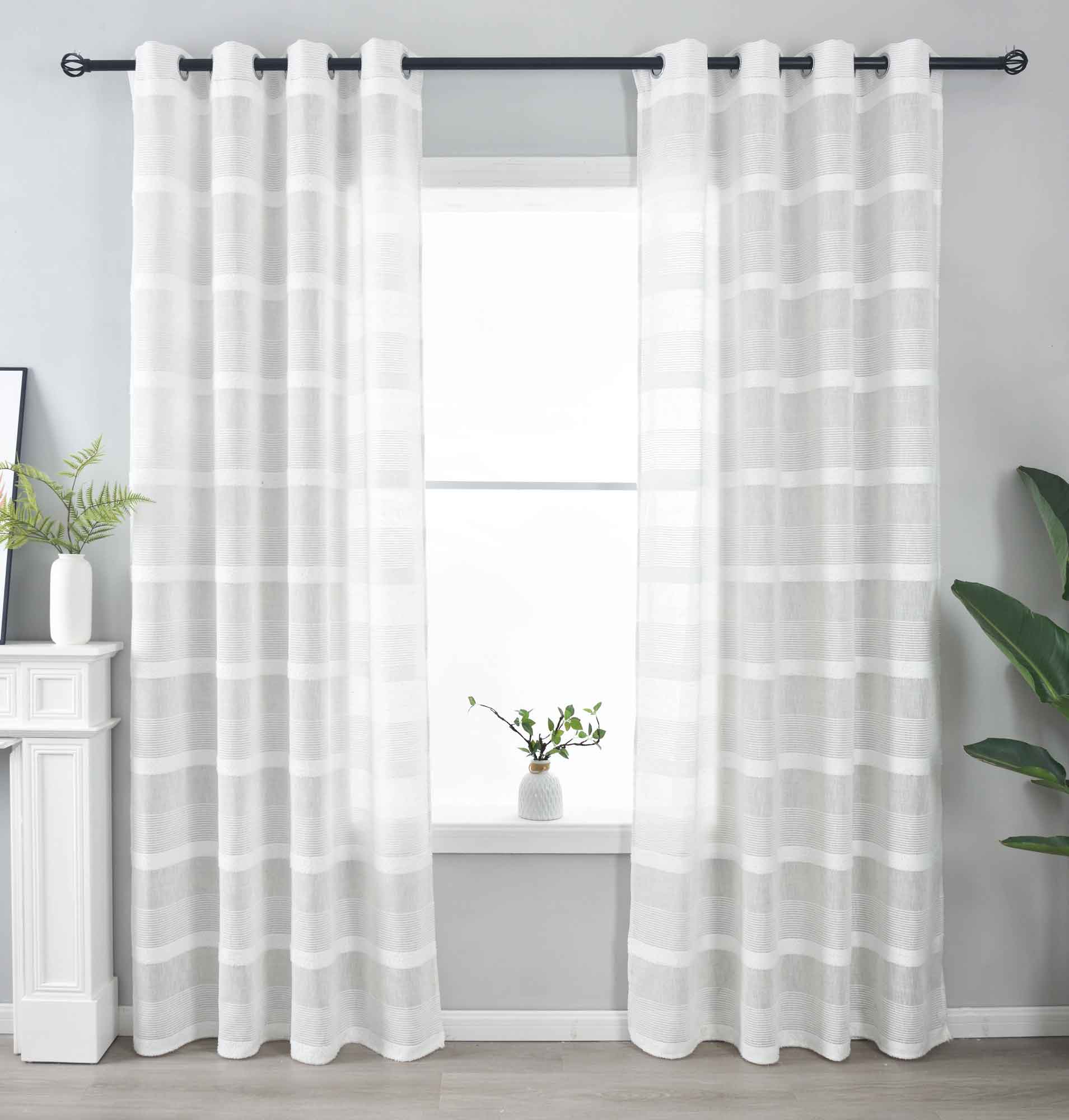 2er Set Halbtransparente Gardine mit Ösen HxB 245x140 cm Natur Meliert »Halle« Chenille Leinenbindung Lichtdurchlässig Halbtransparent 202480-2 Gardinenschal 202480-2natur_meliert | girdinenbox.com