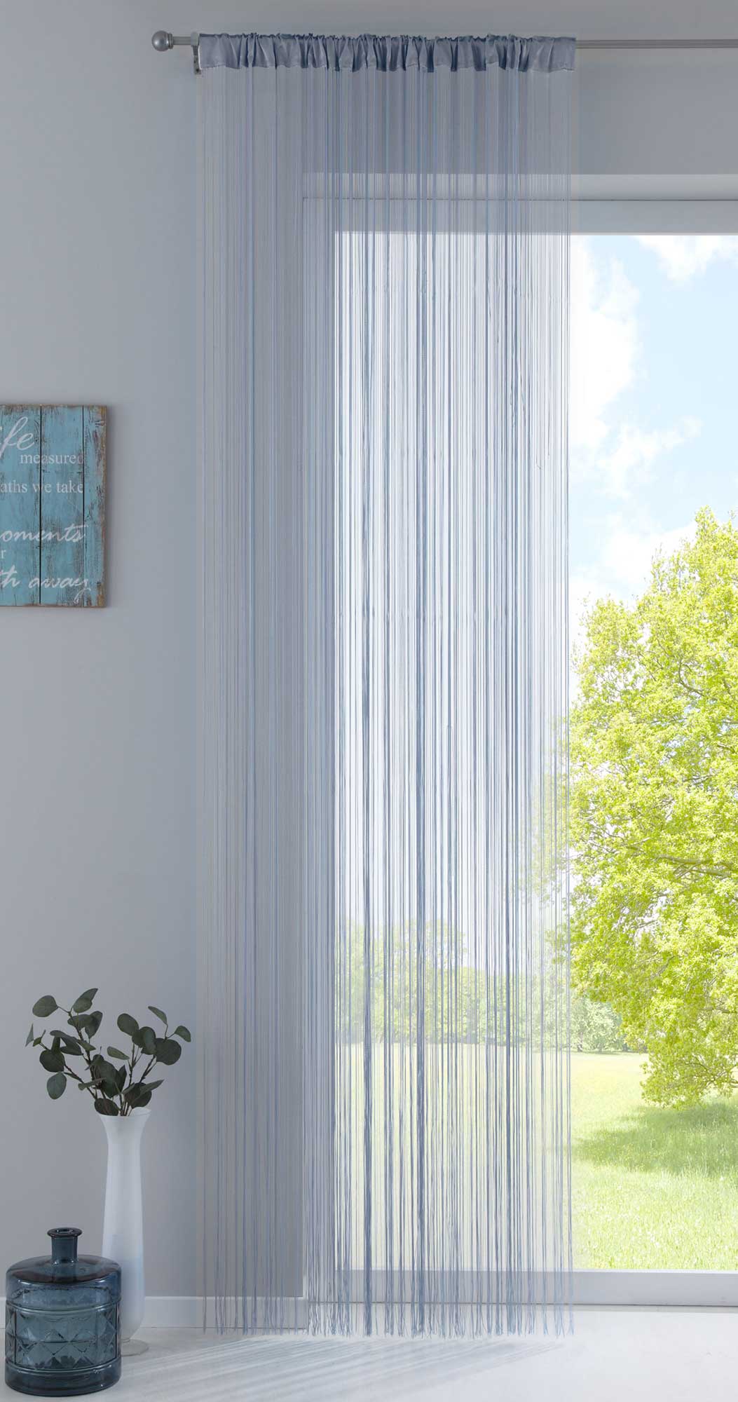 Fadengardine mit Tunneldurchzug und eingenähtem Kräuselband, geeignet für Gardinenstangen und Gardinenschienen Fadenvorhang Fadenstore Raumteiler 20303CN Grau HxB 270x90 cm Fadengardine 20303CNgrau_c8b3963a-9307-4b25-9acf-c5be83378127 | girdinenbox.com