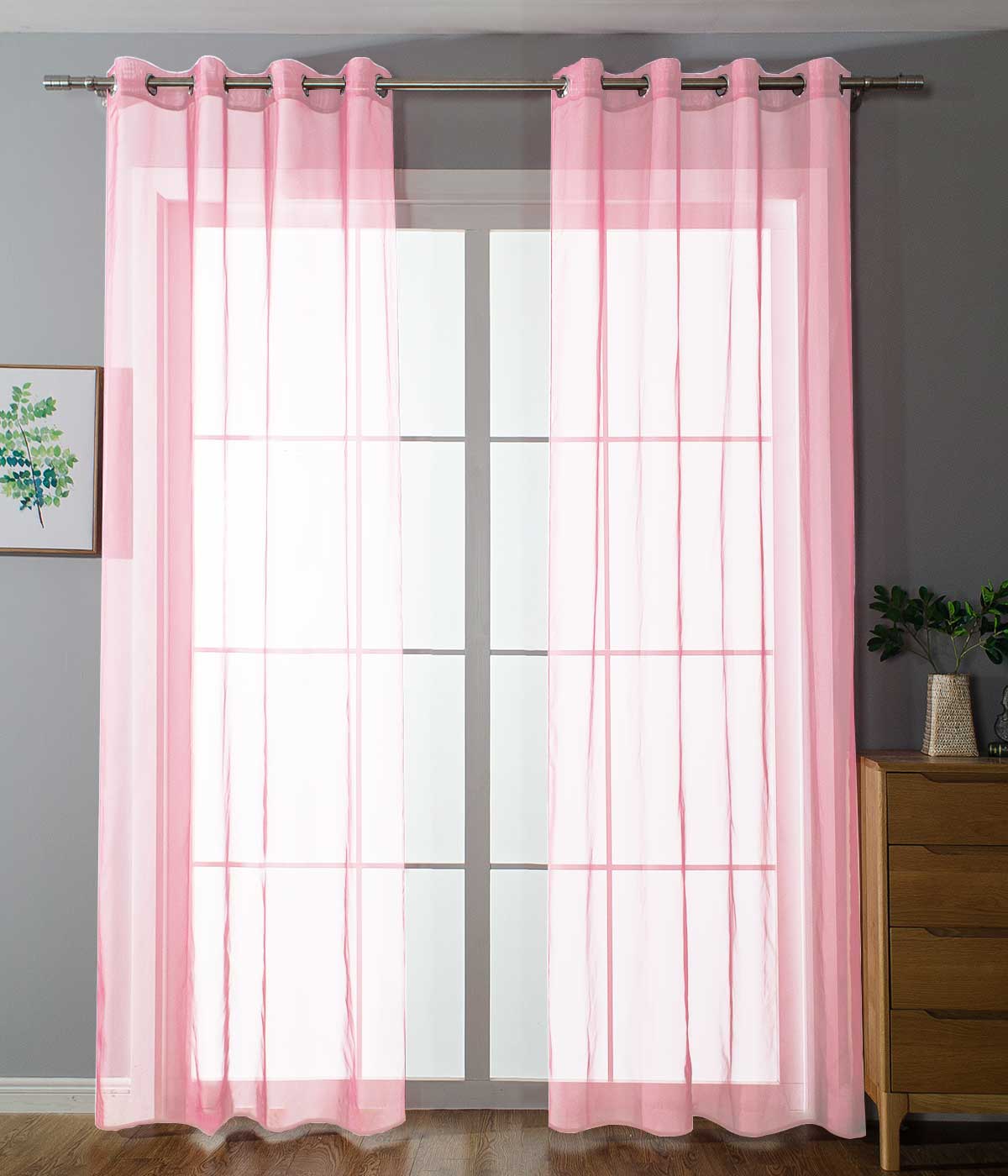 2er-Pack Ösen Gardinen Transparent Vorhang Set Wohnzimmer Voile Ösenvorhang Bleibandabschluß 203322 Hellrosa HxB 145x140 cm Gardinen Set 203322hellrosa | girdinenbox.com