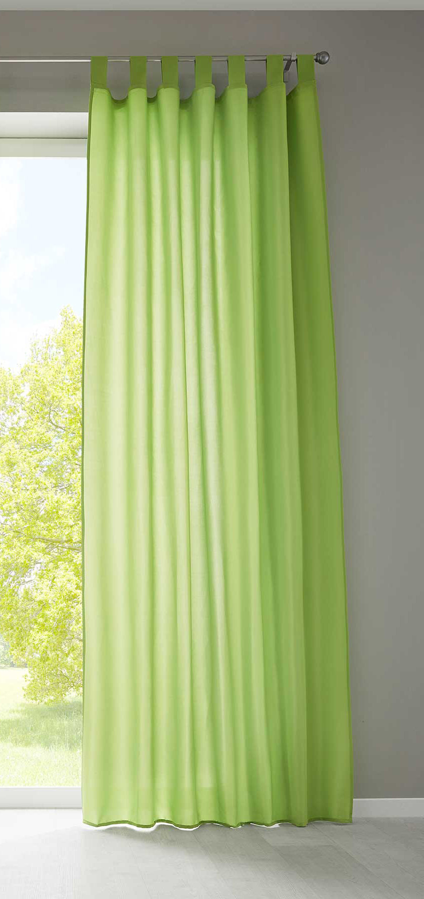 1er Set Vorhang Schal Schlaufen »Berlin« Microsatin Lichtdurchlässig Kräuselband Uni Matt 20400N Apfelgrün HxB 245x140 cm Gardinenschal 20400Napfelgruen | girdinenbox.com