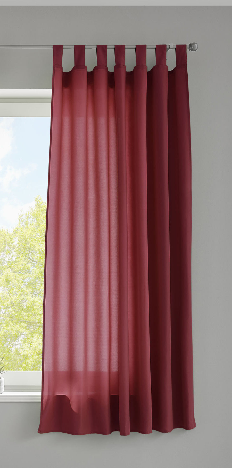1er Set Vorhang Schal Schlaufen »Berlin« Microsatin Lichtdurchlässig Kräuselband Uni Matt 20400N Bordeaux HxB 175x140 cm Gardinenschal 20400Nbordeaux-175_2 | girdinenbox.com