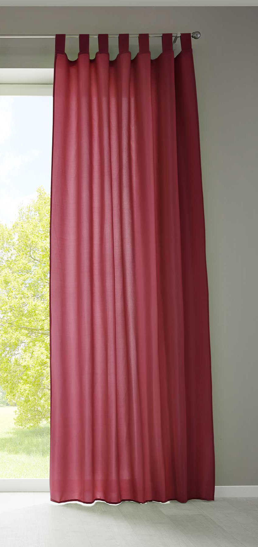 1er Set Vorhang Schal Schlaufen »Berlin« Microsatin Lichtdurchlässig Kräuselband Uni Matt 20400N Bordeaux HxB 245x140 cm Gardinenschal 20400Nbordeaux | girdinenbox.com