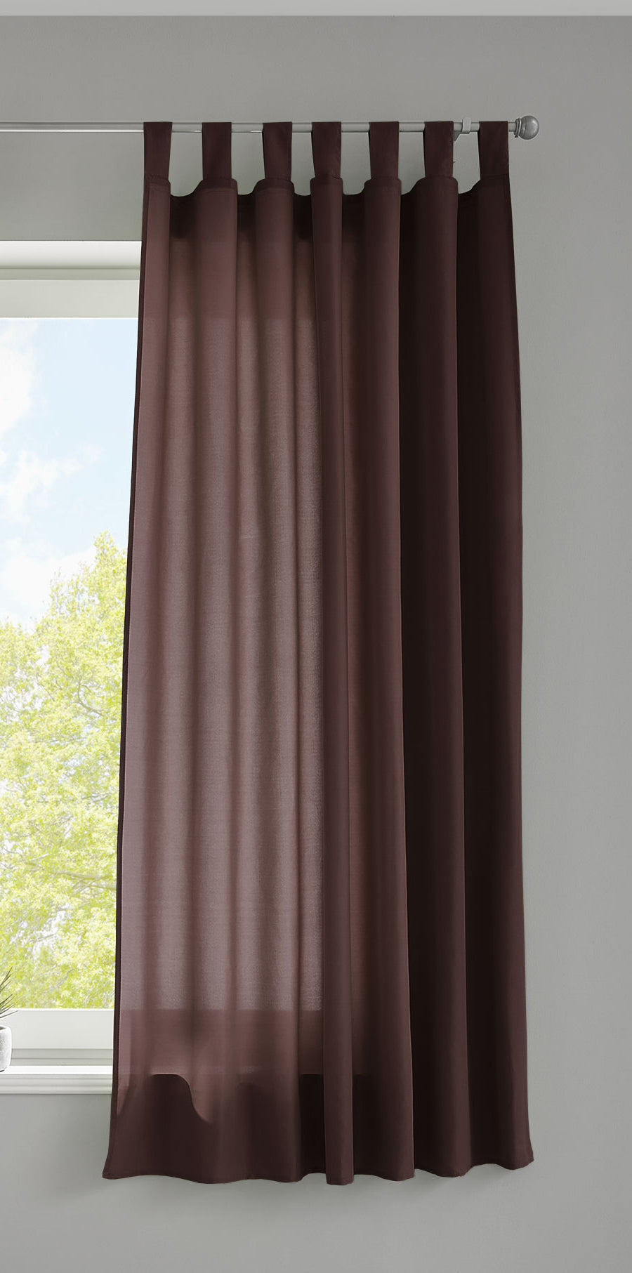 1er Set Vorhang Schal Schlaufen »Berlin« Microsatin Lichtdurchlässig Kräuselband Uni Matt 20400N Braun HxB 175x140 cm Gardinenschal 20400Nbraun-175_2 | girdinenbox.com