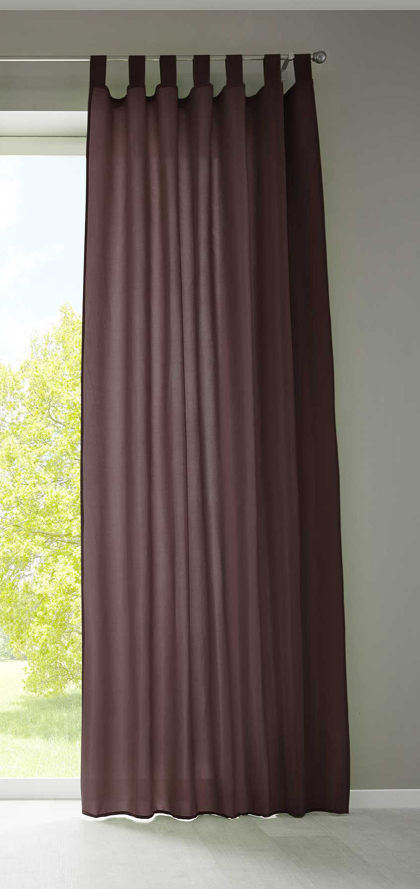 1er Set Vorhang Schal Schlaufen »Berlin« Microsatin Lichtdurchlässig Kräuselband Uni Matt 20400N Braun HxB 245x140 cm Gardinenschal 20400Nbraun | girdinenbox.com