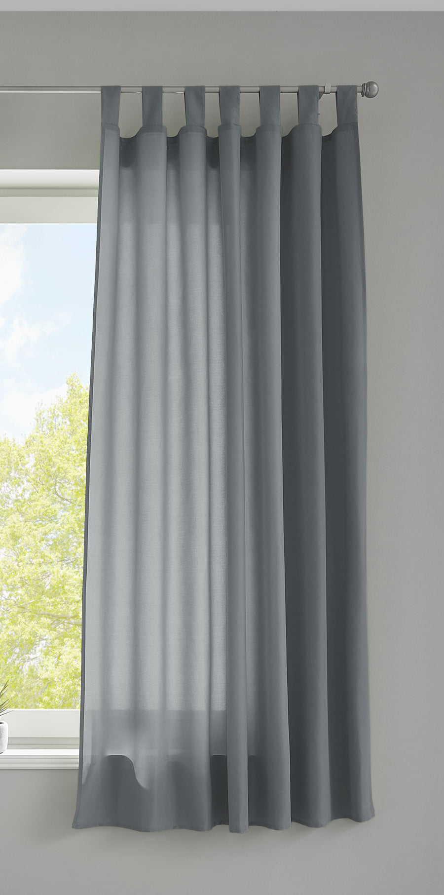 1er Set Vorhang Schal Schlaufen »Berlin« Microsatin Lichtdurchlässig Kräuselband Uni Matt 20400N Grau HxB 175x140 cm Gardinenschal 20400Ngrau-175_2 | girdinenbox.com