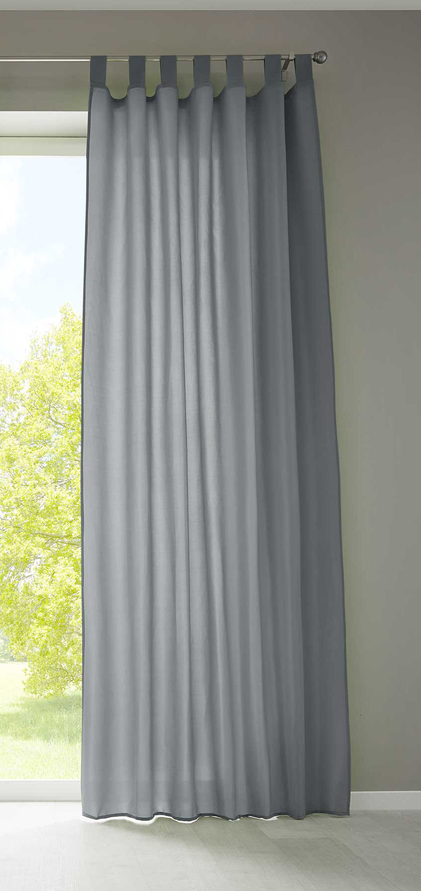 1er Set Vorhang Schal Schlaufen »Berlin« Microsatin Lichtdurchlässig Kräuselband Uni Matt 20400N Grau HxB 245x140 cm Gardinenschal 20400Ngrau | girdinenbox.com