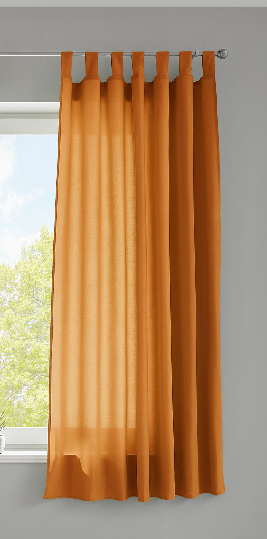 1er Set Vorhang Schal Schlaufen »Berlin« Microsatin Lichtdurchlässig Kräuselband Uni Matt 20400N Orange HxB 175x140 cm Gardinenschal 20400Norange-175_2 | girdinenbox.com