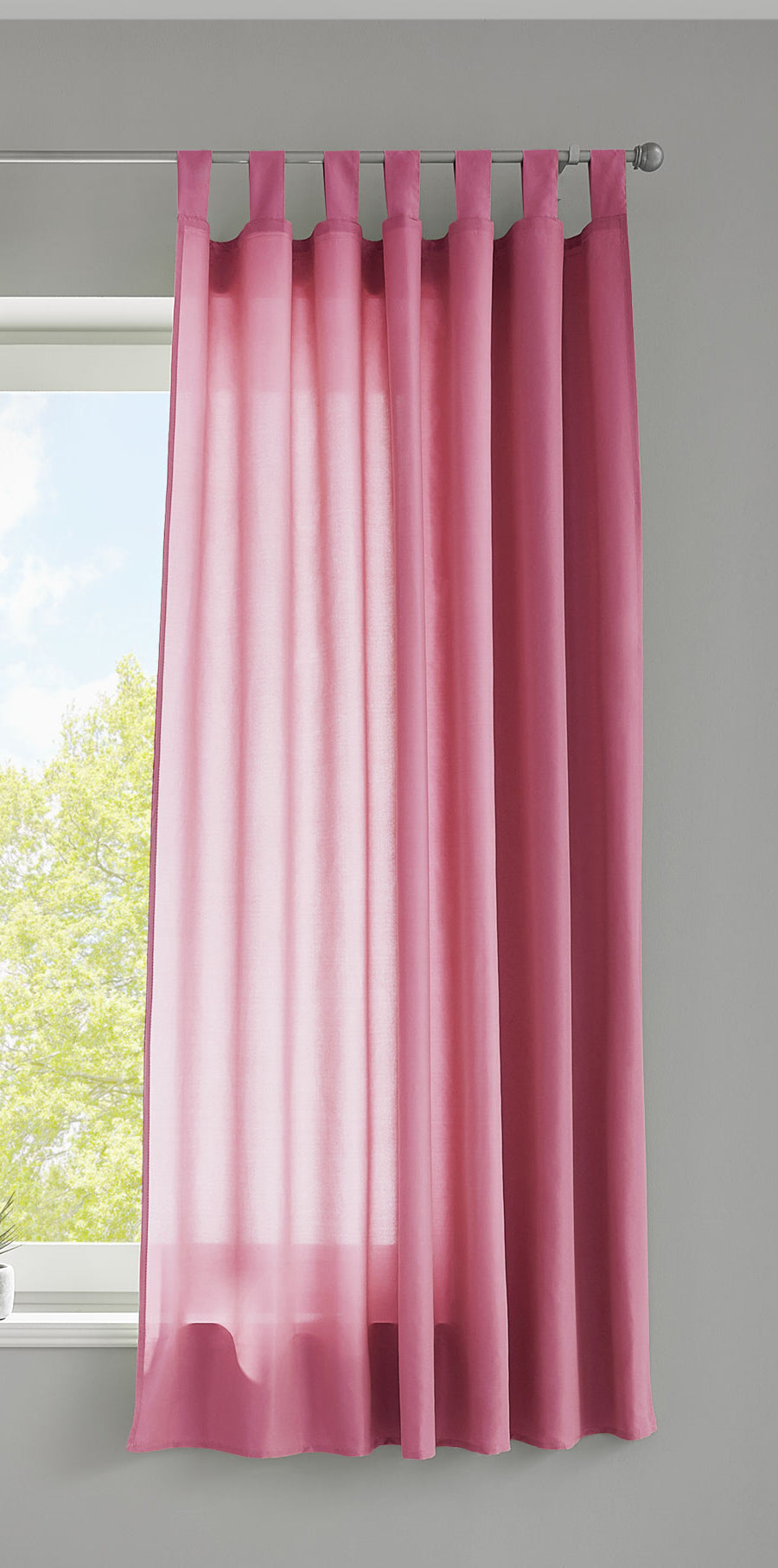 1er Set Vorhang Schal Schlaufen »Berlin« Microsatin Lichtdurchlässig Kräuselband Uni Matt 20400N Pink HxB 175x140 cm Gardinenschal 20400Npink-175_2 | girdinenbox.com
