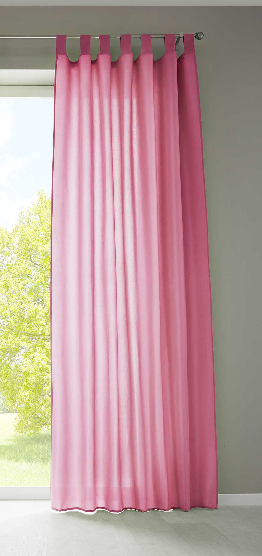 1er Set Vorhang Schal Schlaufen »Berlin« Microsatin Lichtdurchlässig Kräuselband Uni Matt 20400N Pink HxB 245x140 cm Gardinenschal 20400Npink | girdinenbox.com