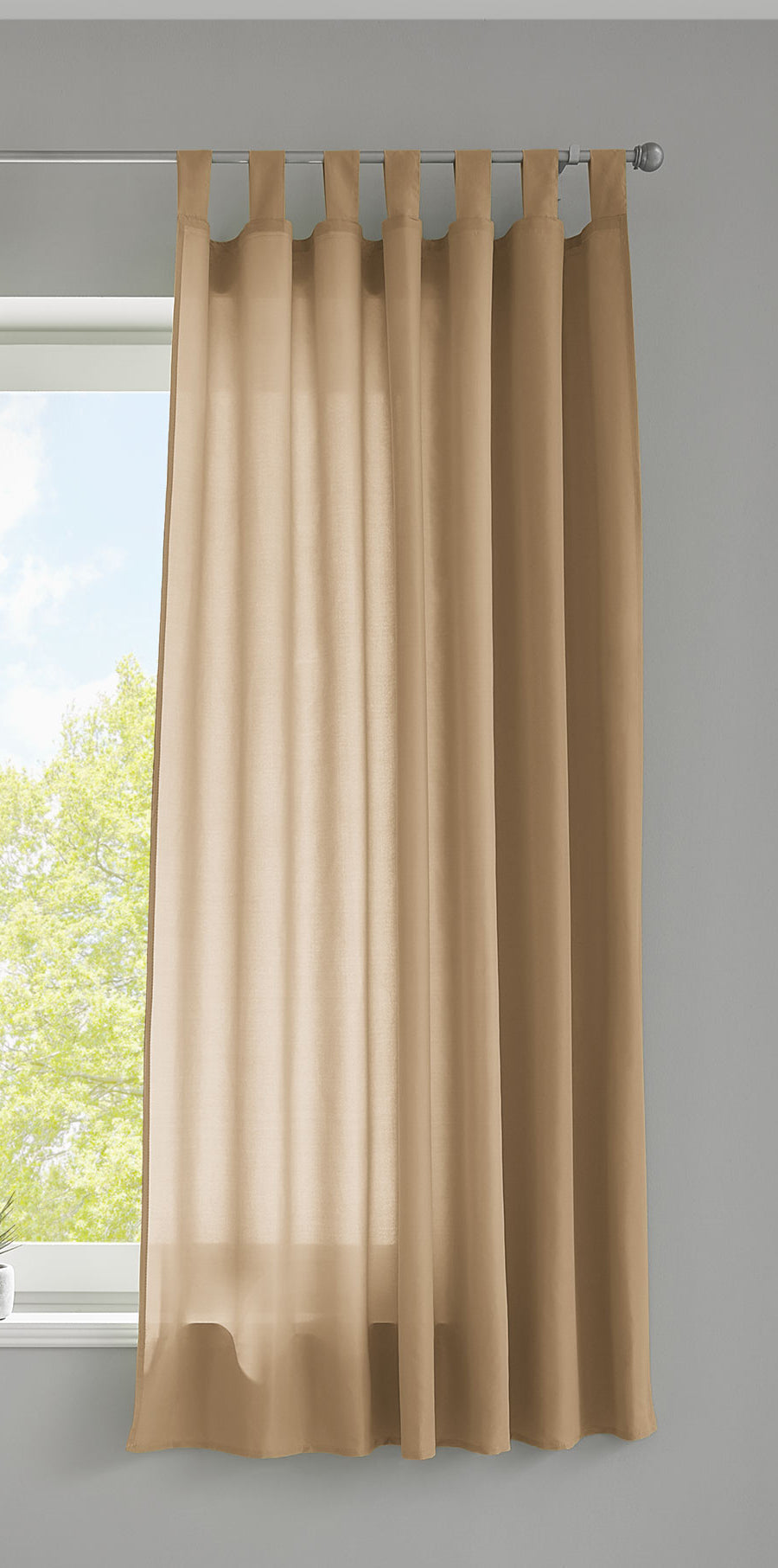 1er Set Vorhang Schal Schlaufen »Berlin« Microsatin Lichtdurchlässig Kräuselband Uni Matt 20400N Sand HxB 175x140 cm Gardinenschal 20400Nsand-175_2 | girdinenbox.com