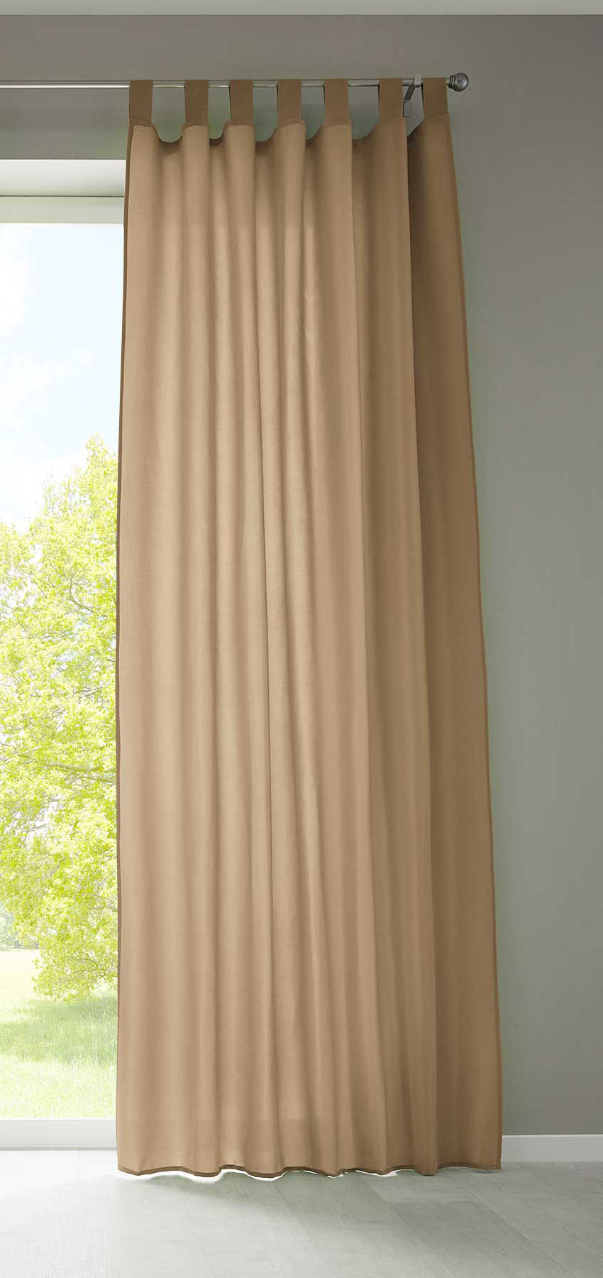 1er Set Vorhang Schal Schlaufen »Berlin« Microsatin Lichtdurchlässig Kräuselband Uni Matt 20400N Sand HxB 245x140 cm Gardinenschal 20400Nsand | girdinenbox.com