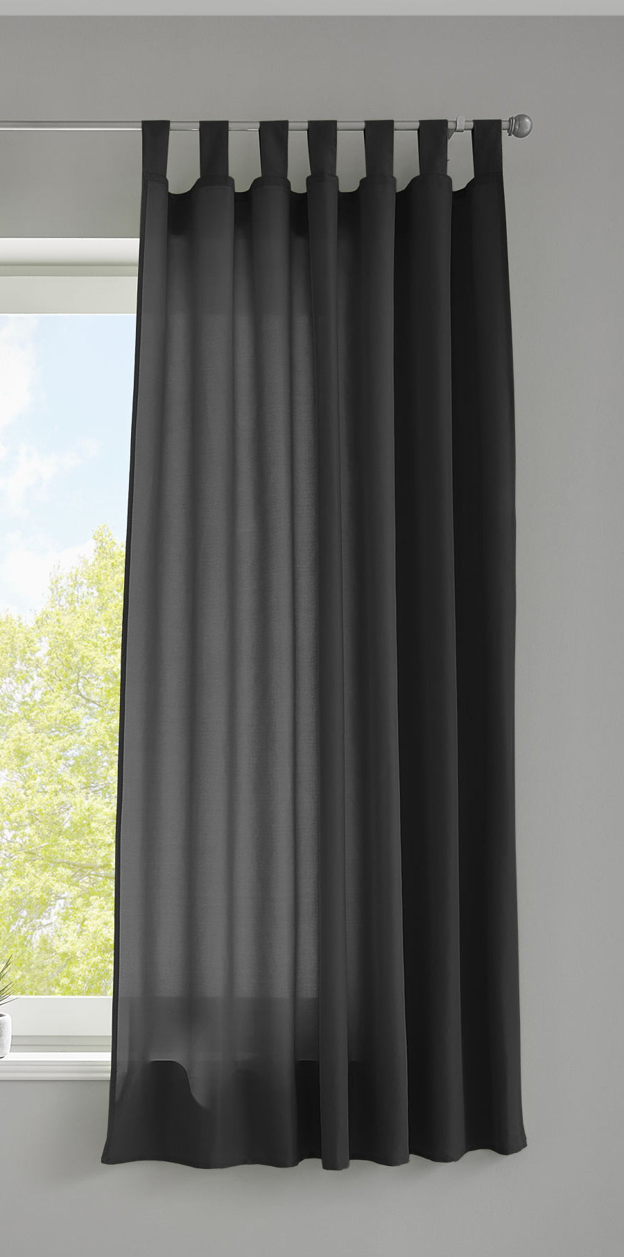 1er Set Vorhang Schal Schlaufen »Berlin« Microsatin Lichtdurchlässig Kräuselband Uni Matt 20400N Schwarz HxB 175x140 cm Gardinenschal 20400Nschwarz-175_2 | girdinenbox.com