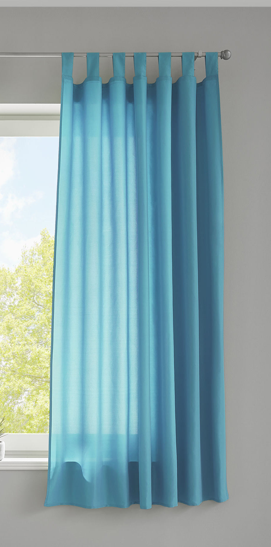 1er Set Vorhang Schal Schlaufen »Berlin« Microsatin Lichtdurchlässig Kräuselband Uni Matt 20400N Türkis HxB 175x140 cm Gardinenschal 20400Ntuerkis-175_2 | girdinenbox.com