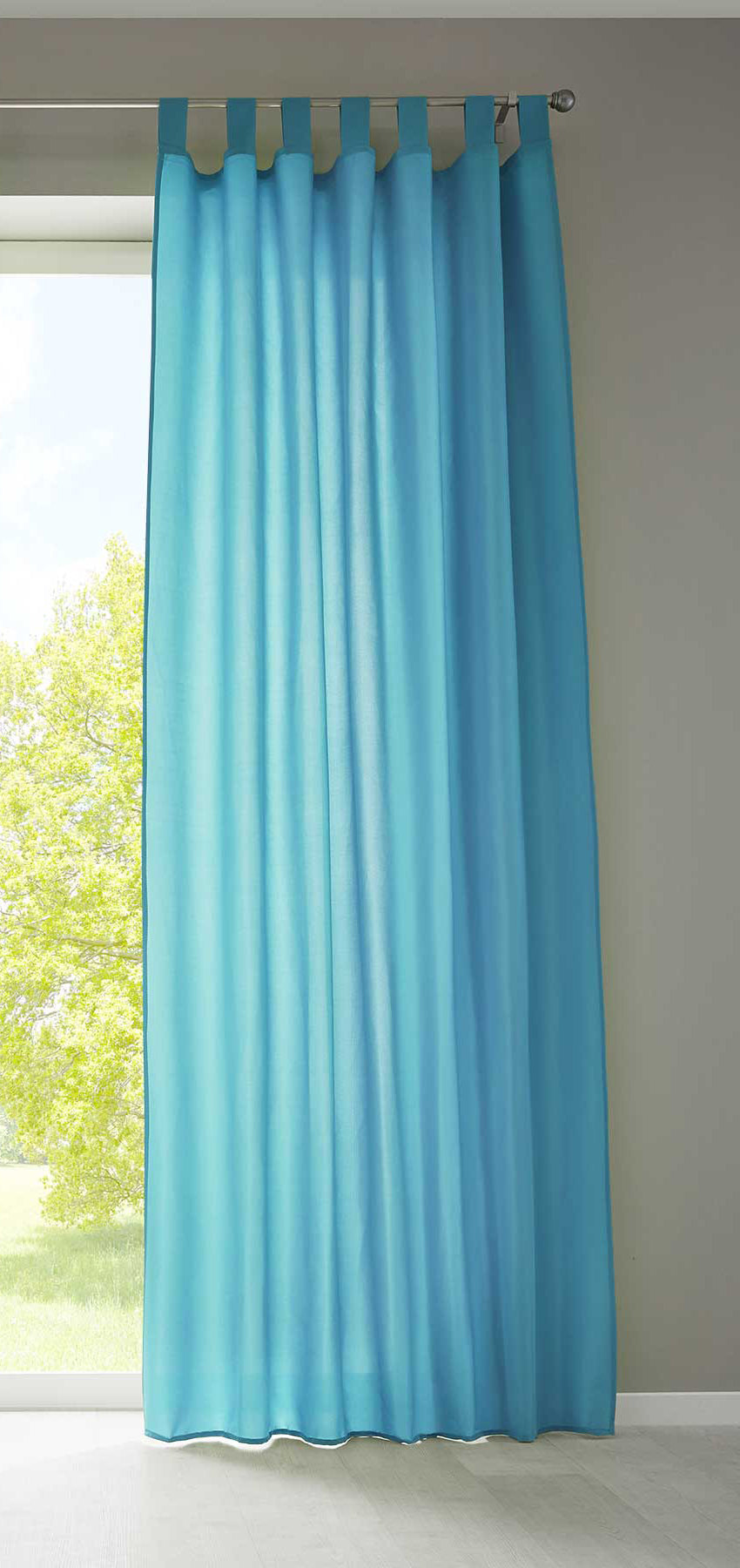 1er Set Vorhang Schal Schlaufen »Berlin« Microsatin Lichtdurchlässig Kräuselband Uni Matt 20400N Türkis HxB 245x140 cm Gardinenschal 20400Ntuerkis | girdinenbox.com