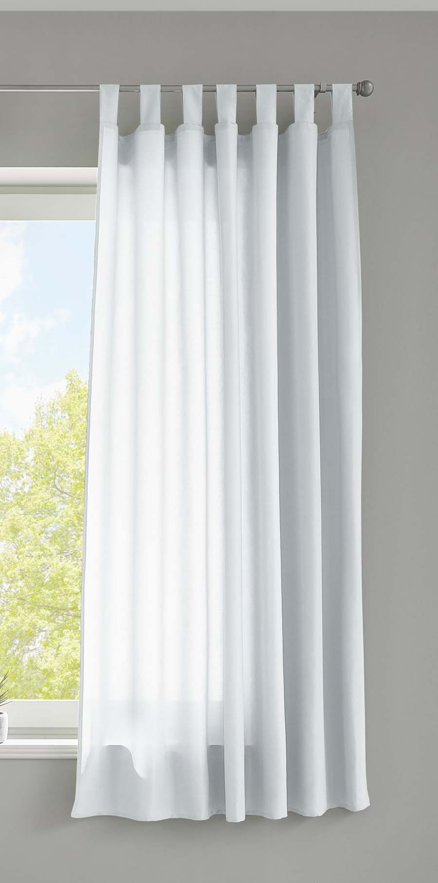 1er Set Vorhang Schal Schlaufen »Berlin« Microsatin Lichtdurchlässig Kräuselband Uni Matt 20400N Weiß HxB 175x140 cm Gardinenschal 20400Nweiss-175_2 | girdinenbox.com