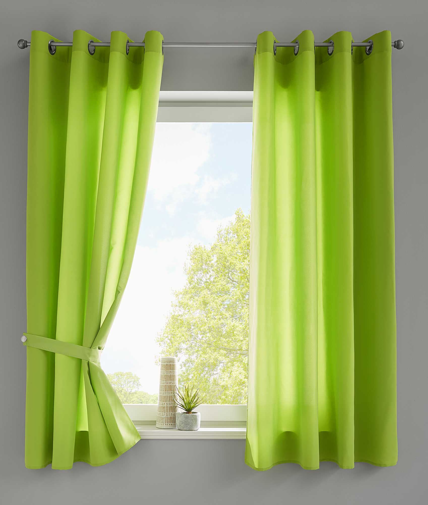 2er Set Vorhänge Schal Ösen »Berlin« Microsatin Lichtdurchlässig Uni Matt 20405N2