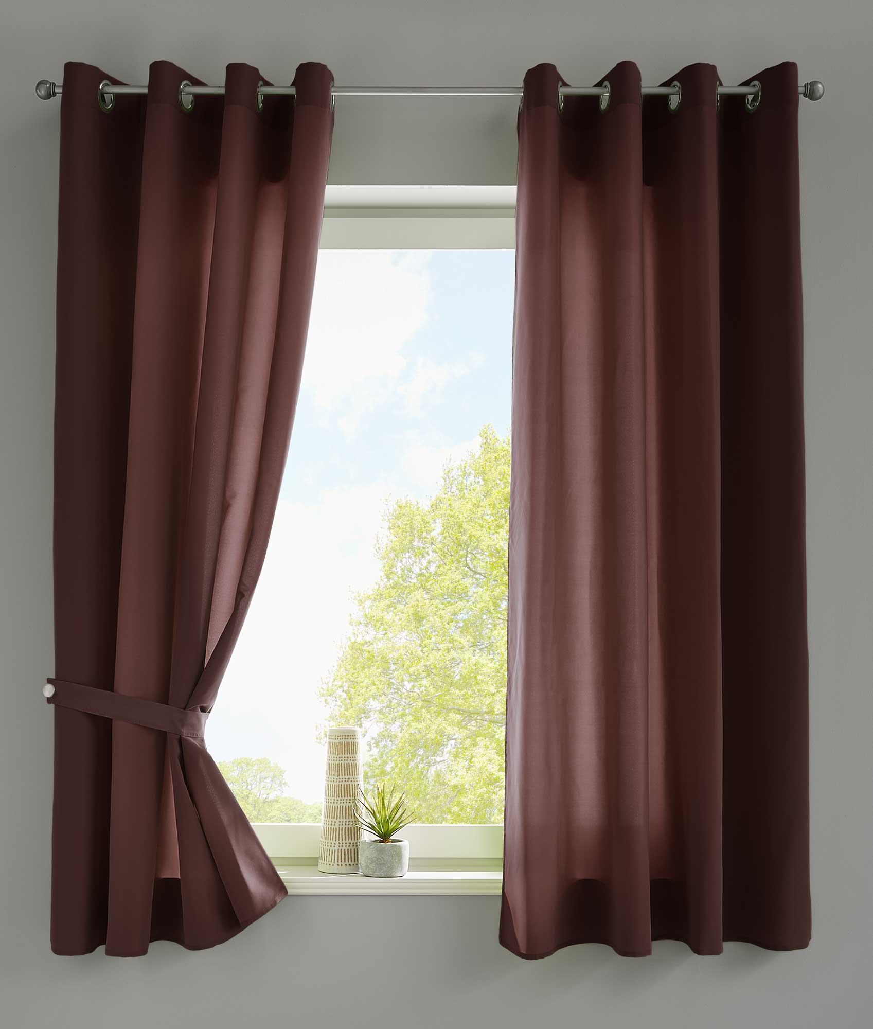 2er Set Vorhänge Schal Ösen »Berlin« Microsatin Lichtdurchlässig Uni Matt 20405N2