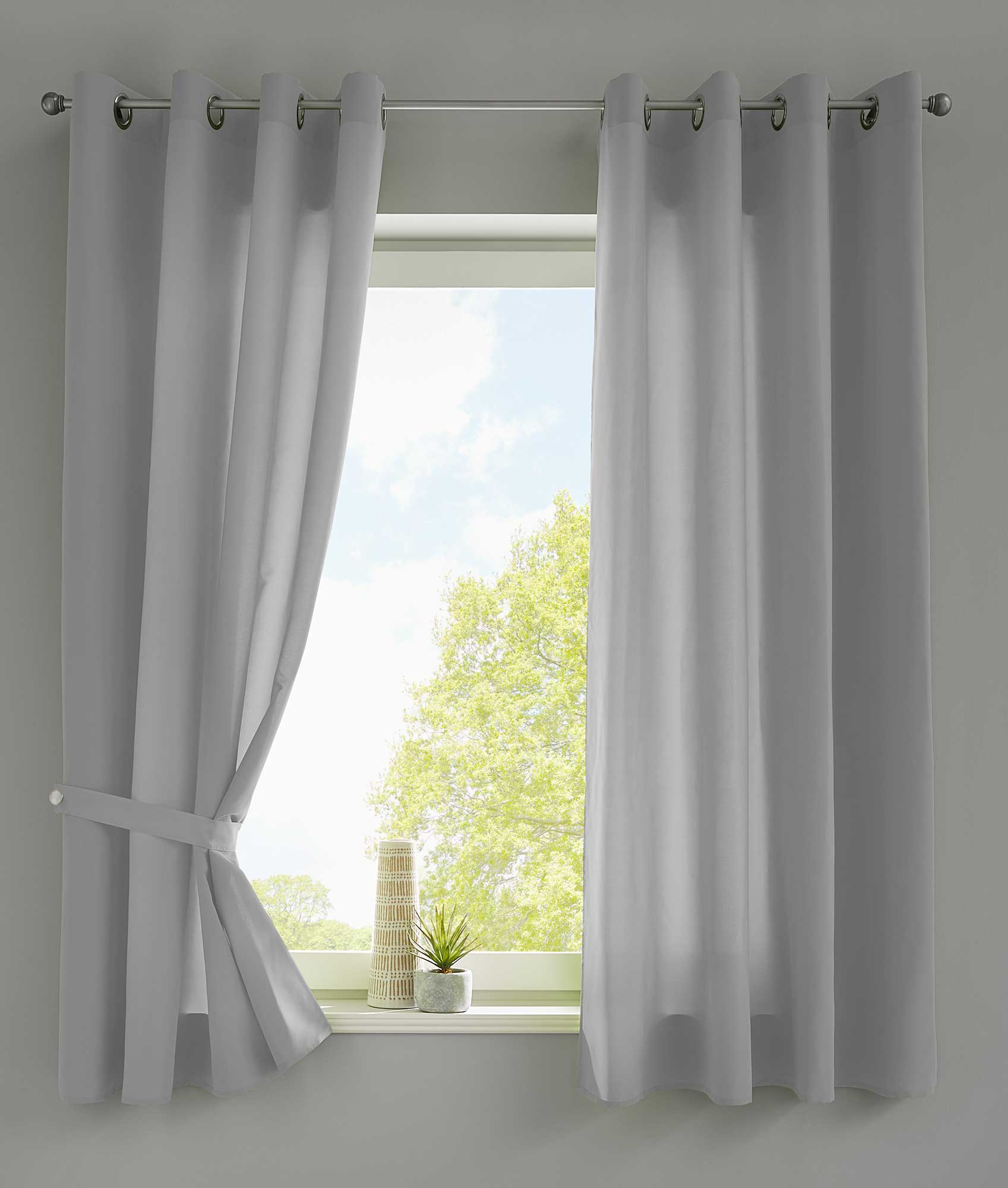 2er Set Vorhänge Schal Ösen »Berlin« Microsatin Lichtdurchlässig Uni Matt 20405N2