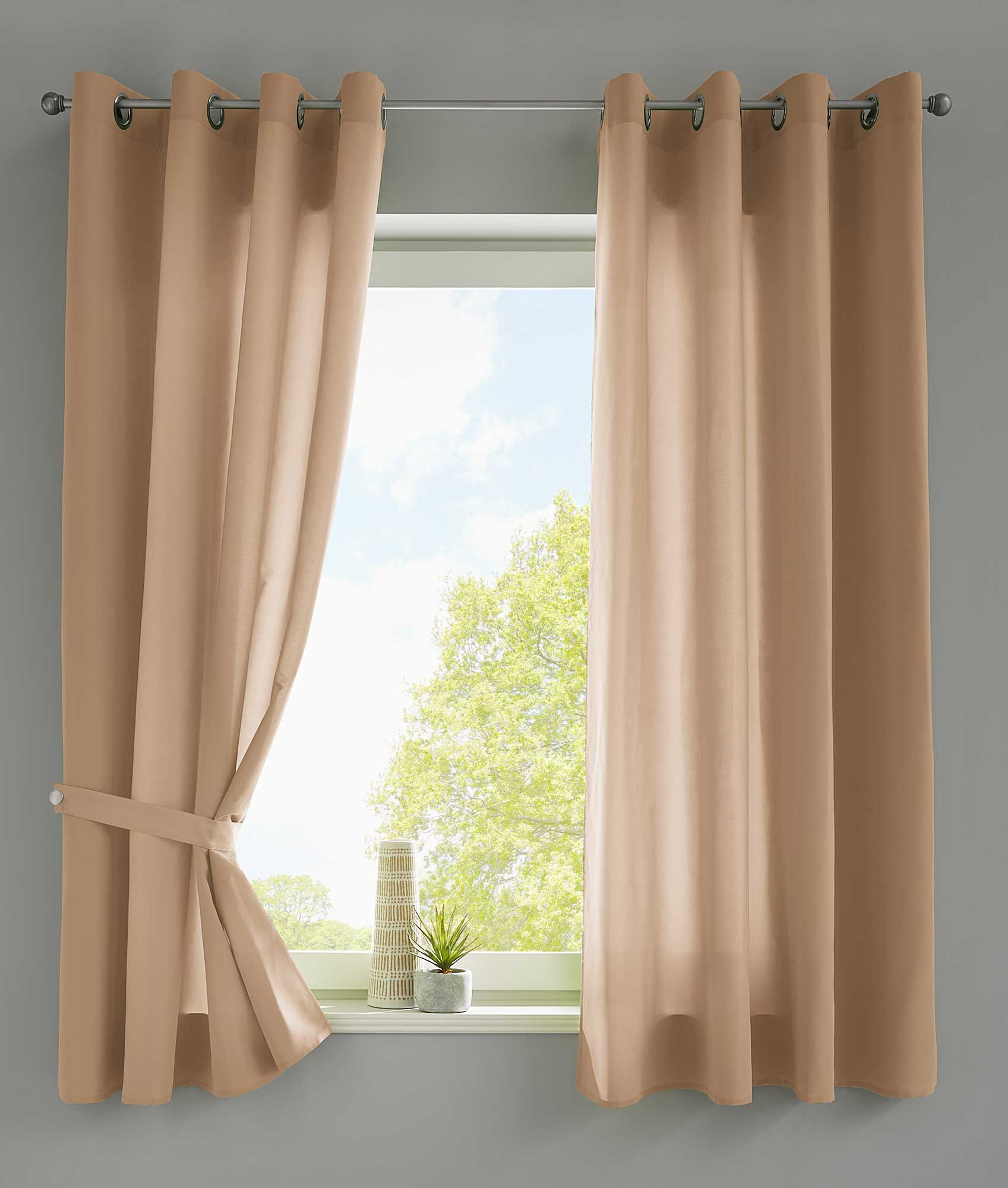 2er Set Vorhänge Schal Ösen »Berlin« Microsatin Lichtdurchlässig Uni Matt 20405N2