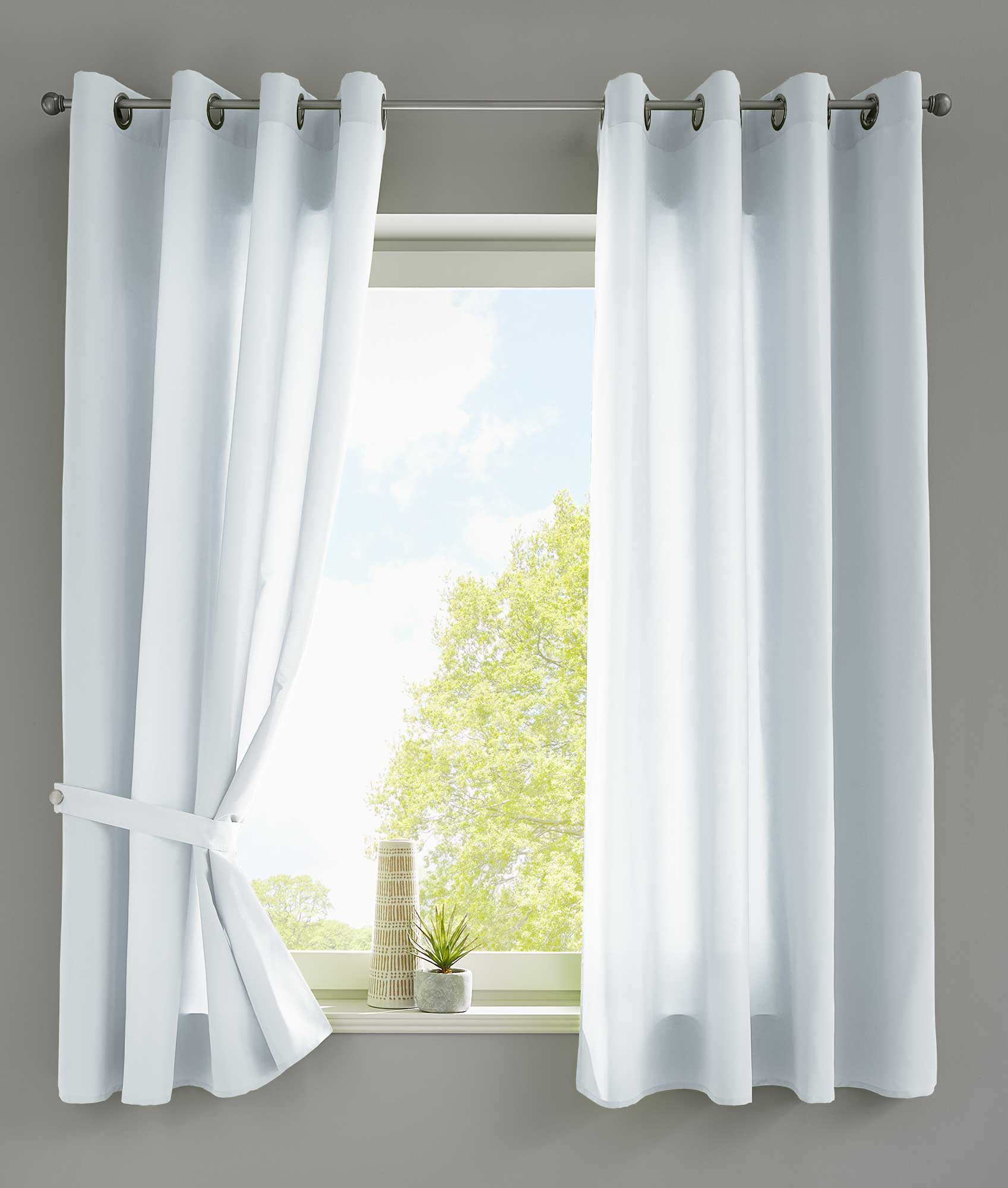 2er Set Vorhänge Schal Ösen »Berlin« Microsatin Lichtdurchlässig Uni Matt 20405N2