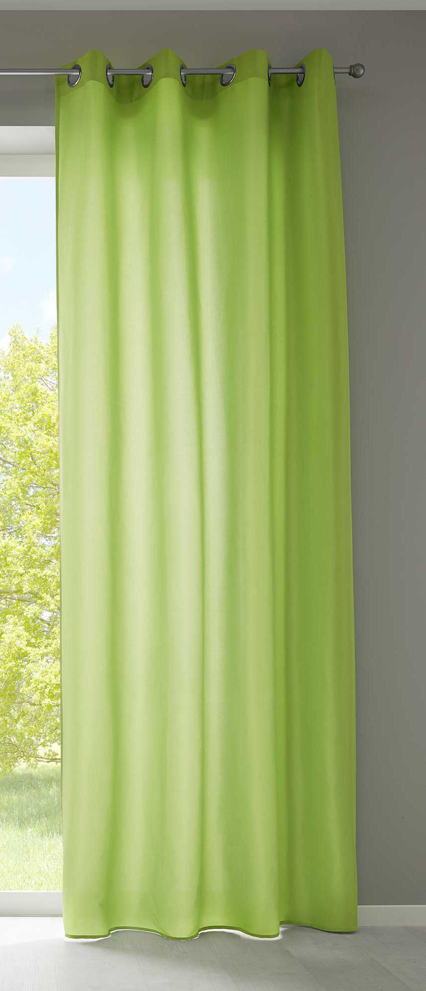 1er Set Vorhänge Schal Ösen »Berlin« Microsatin Lichtdurchlässig Uni Matt 20405N Apfelgrün HxB 245x140 cm Vorhang 20405Napfelgruen | girdinenbox.com