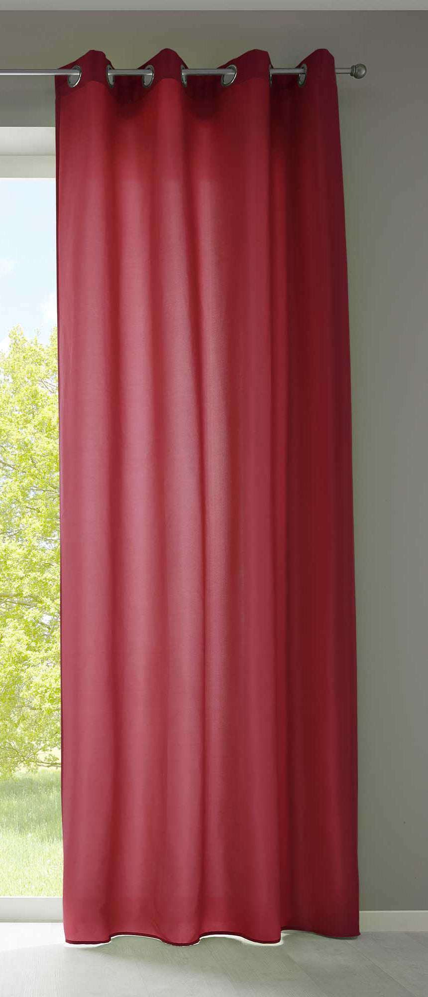 1er Set Vorhänge Schal Ösen »Berlin« Microsatin Lichtdurchlässig Uni Matt 20405N Bordeaux HxB 225x140 cm Vorhang 20405Nbordeaux_b396eabc-3f2b-47cf-94ce-de1c4c0e875b | girdinenbox.com