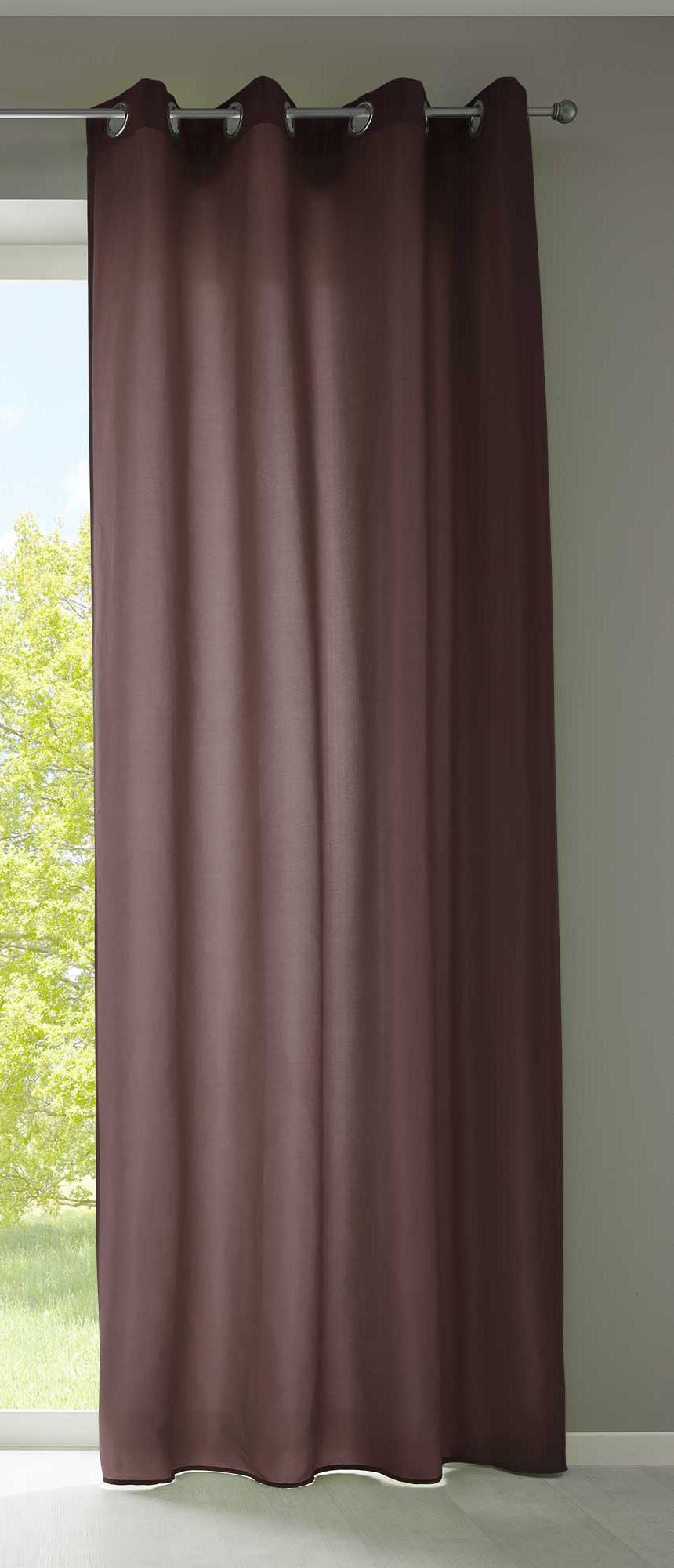 1er Set Vorhänge Schal Ösen »Berlin« Microsatin Lichtdurchlässig Uni Matt 20405N Braun HxB 245x140 cm Vorhang 20405Nbraun | girdinenbox.com