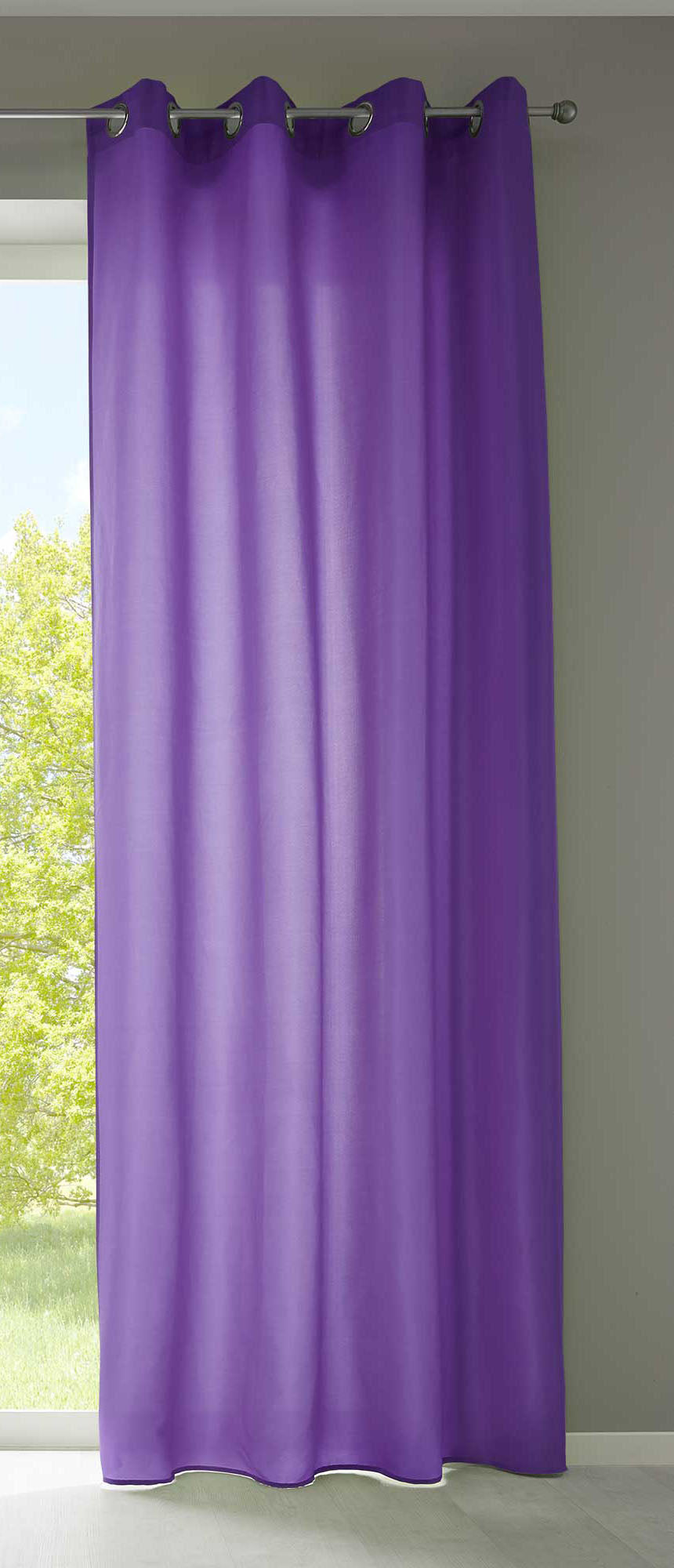 1er Set Vorhänge Schal Ösen »Berlin« Microsatin Lichtdurchlässig Uni Matt 20405N Lila HxB 245x140 cm Vorhang 20405Nlila | girdinenbox.com