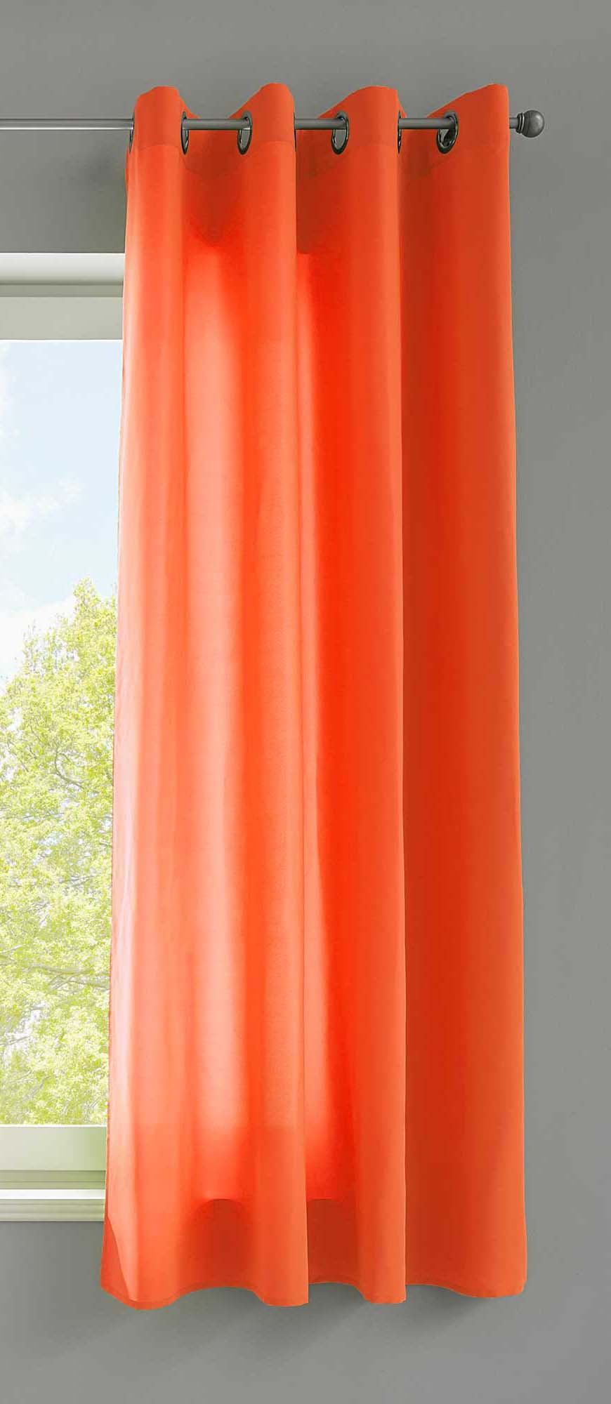 1er Set Vorhänge Schal Ösen »Berlin« Microsatin Lichtdurchlässig Uni Matt 20405N Orange HxB 145x140 cm Vorhang 20405Norange-175 | girdinenbox.com