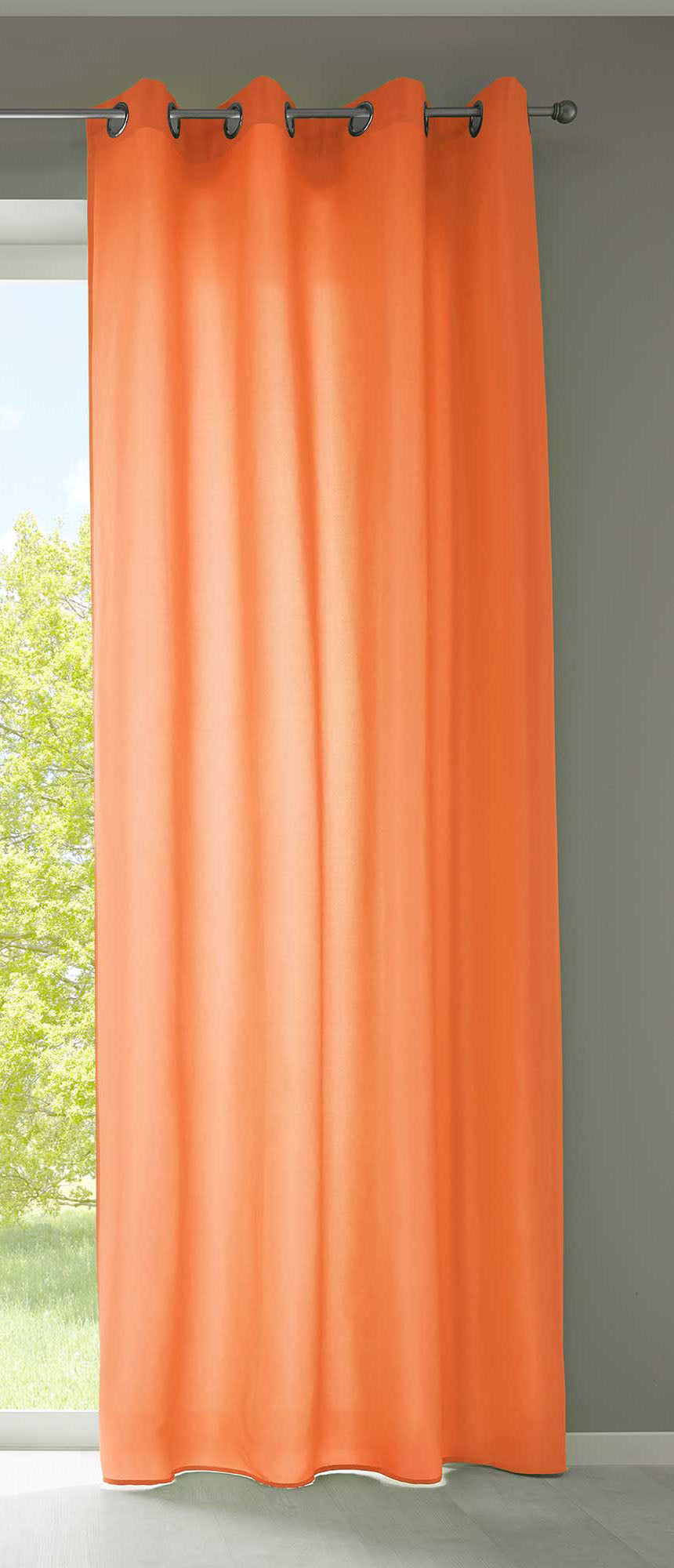 1er Set Vorhänge Schal Ösen »Berlin« Microsatin Lichtdurchlässig Uni Matt 20405N Orange HxB 245x140 cm Vorhang 20405Norange | girdinenbox.com