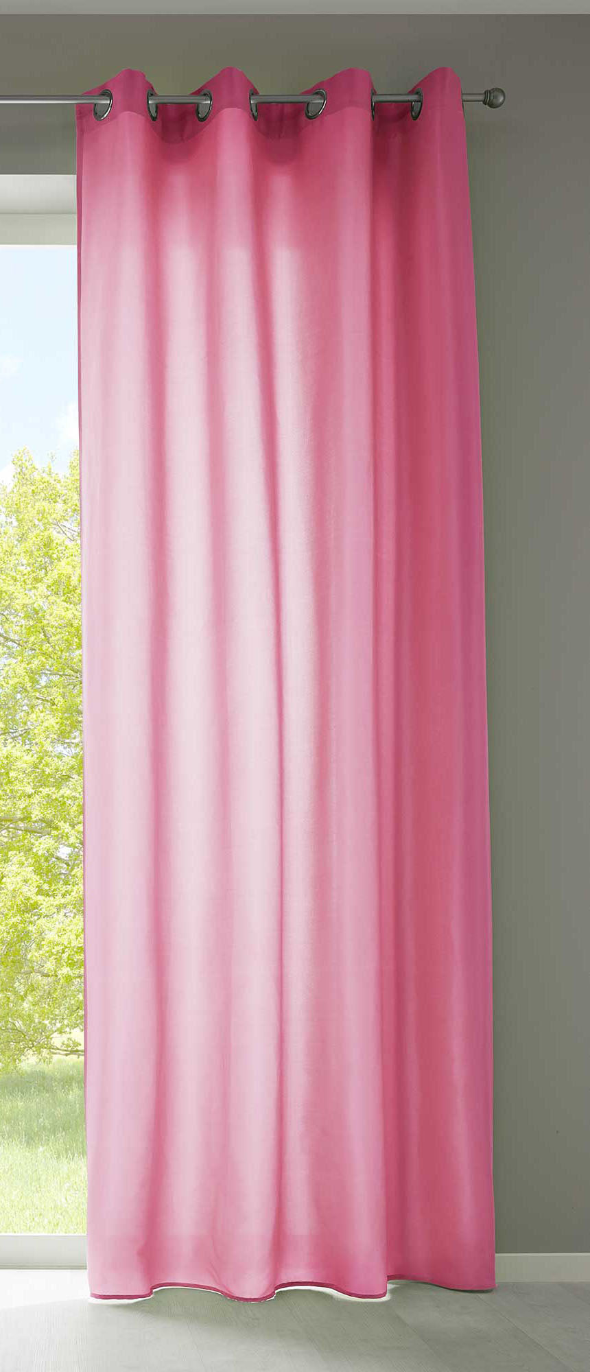 1er Set Vorhänge Schal Ösen »Berlin« Microsatin Lichtdurchlässig Uni Matt 20405N Pink HxB 225x140 cm Vorhang 20405Npink_ba790a80-c766-4080-98af-a080e2a95d4f | girdinenbox.com