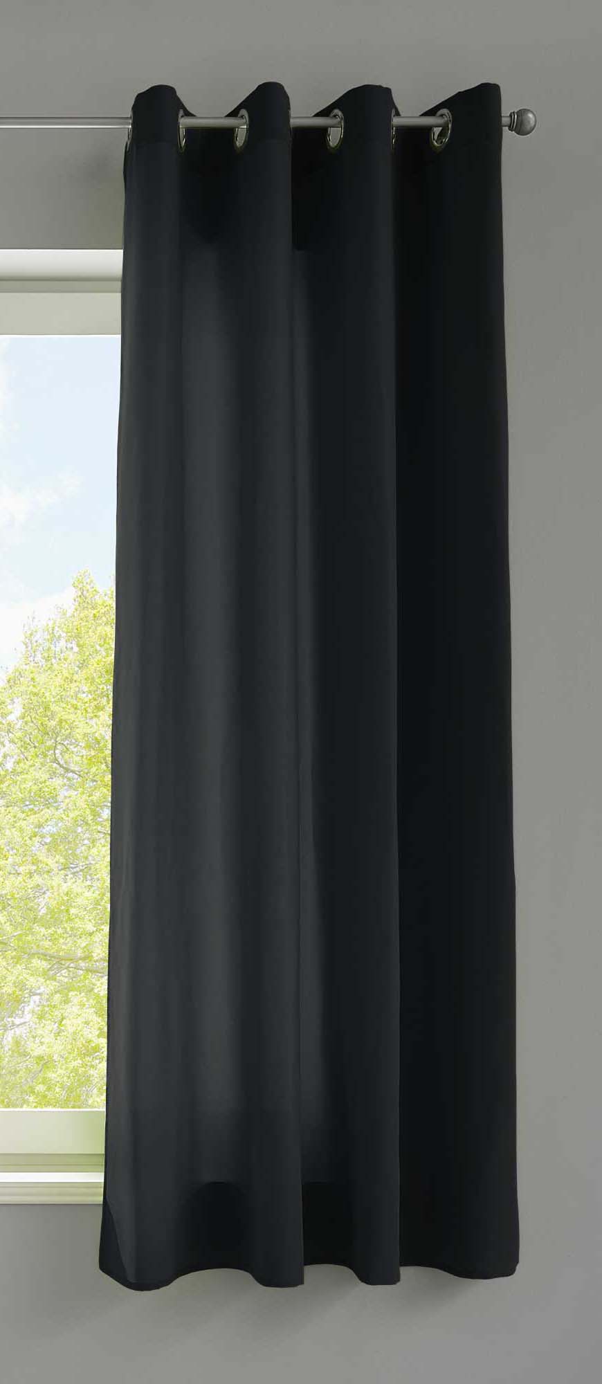 1er Set Vorhänge Schal Ösen »Berlin« Microsatin Lichtdurchlässig Uni Matt 20405N Schwarz HxB 145x140 cm Vorhang 20405Nschwarz-175 | girdinenbox.com