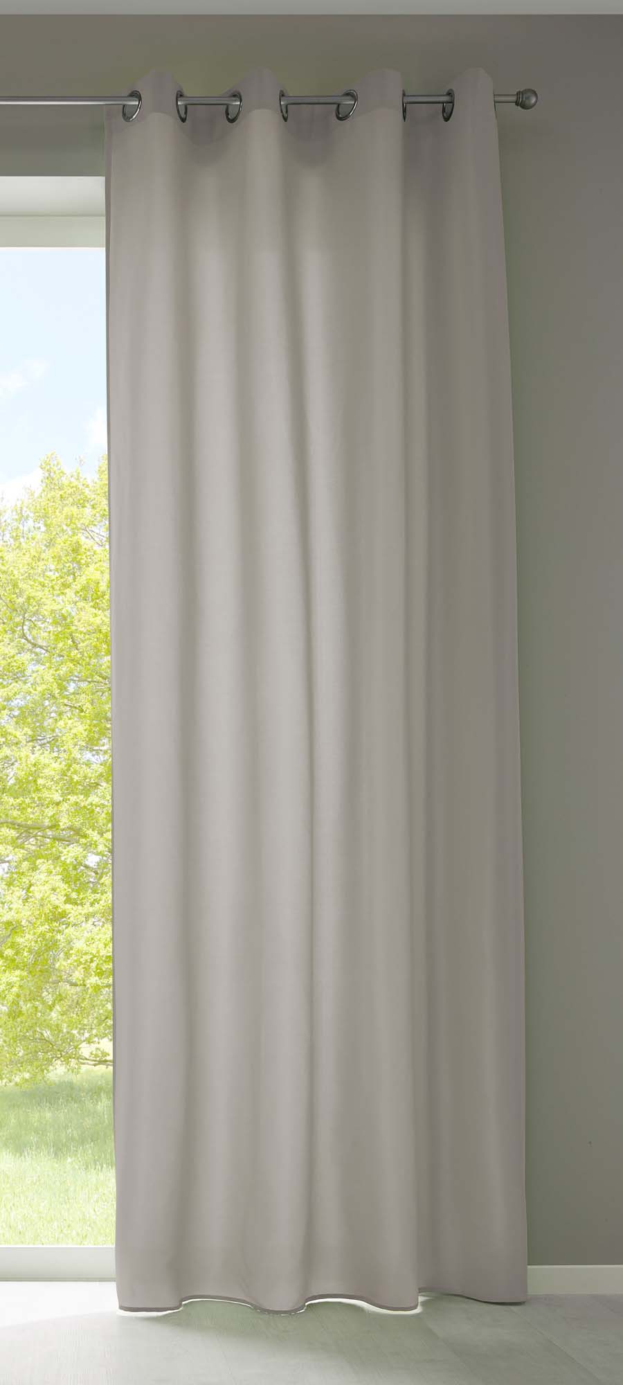 1er Set Vorhänge Schal Ösen »Berlin« Microsatin Lichtdurchlässig Uni Matt 20405N Stein HxB 245x140 cm Vorhang 20405Nstein | girdinenbox.com