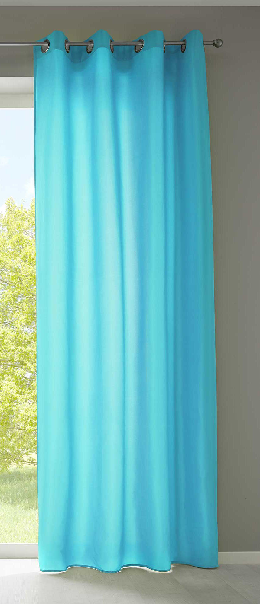 1er Set Vorhänge Schal Ösen »Berlin« Microsatin Lichtdurchlässig Uni Matt 20405N Türkis HxB 245x140 cm Vorhang 20405Ntuerkis | girdinenbox.com