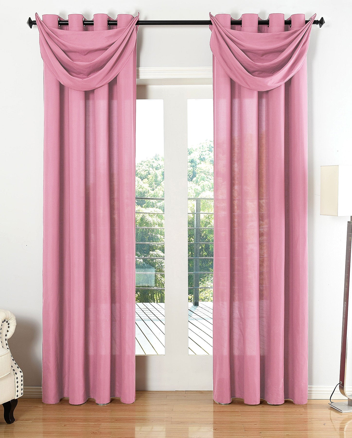 Vorhang Set Schal Ösen Microsatin Segeltuch Querbehang lichtdurchlässig Deko Wohnzimmer 20405S4 Pink HxB 245x140 cm Vorhang Set 20405S4pink_01dd4598-4ec5-43a0-ba4c-c344972cadf2 | girdinenbox.com