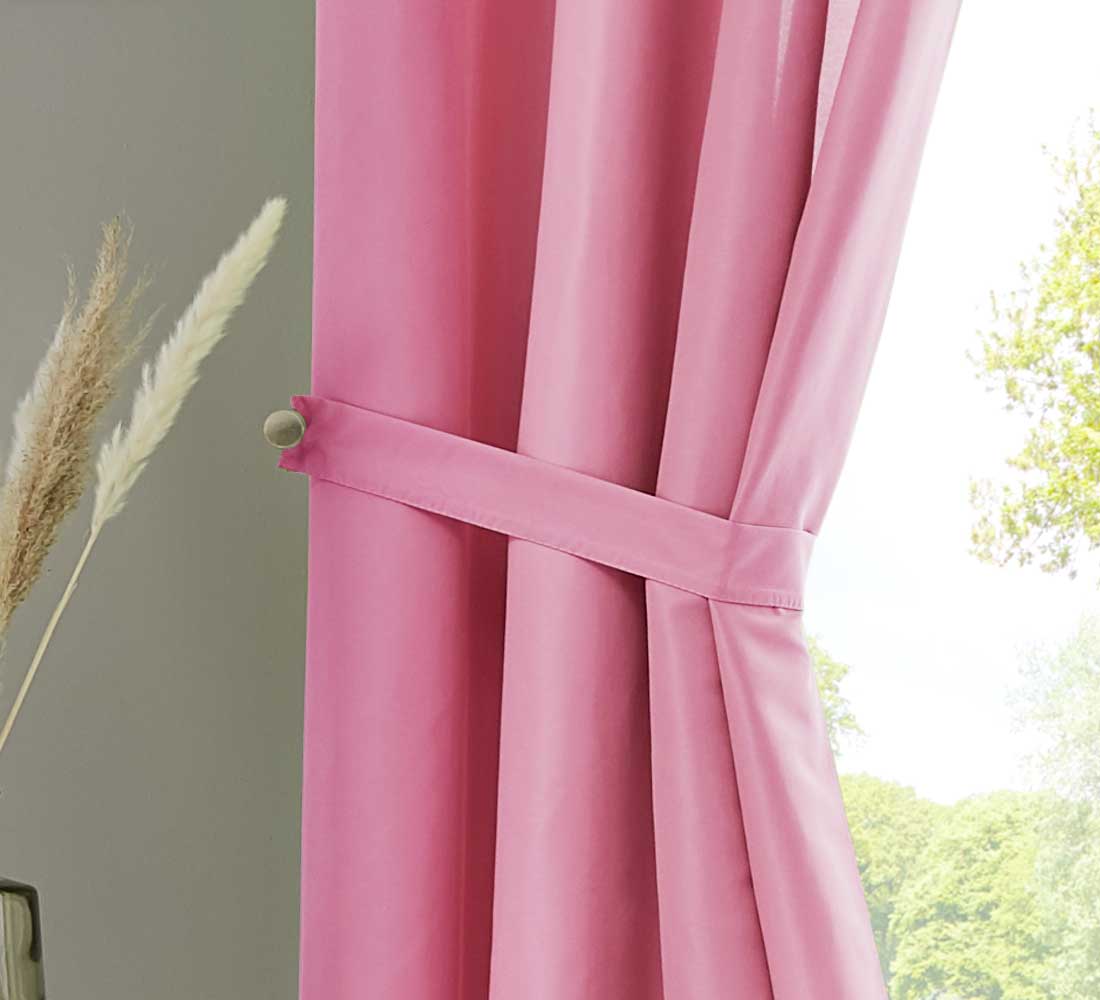 1er Set Vorhang Schal Schlaufen »Berlin« Microsatin Lichtdurchlässig Kräuselband Uni Matt 20400N Gardinenschal 20405_raff_pink_1 | girdinenbox.com