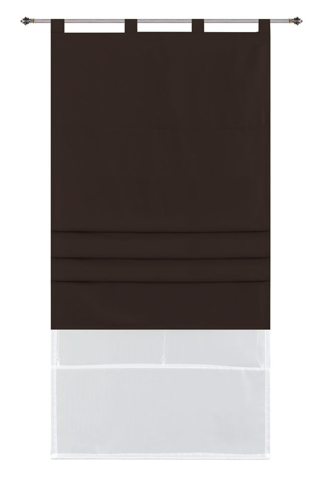 Doppel Raffrollo Palma Microsatin matt Voile Faltgardinen Faltrollo Schlaufenrollo mit Universalgardinenband 20410 Braun 100 x 175 (BxH) Raffrollo 20410braun | girdinenbox.com