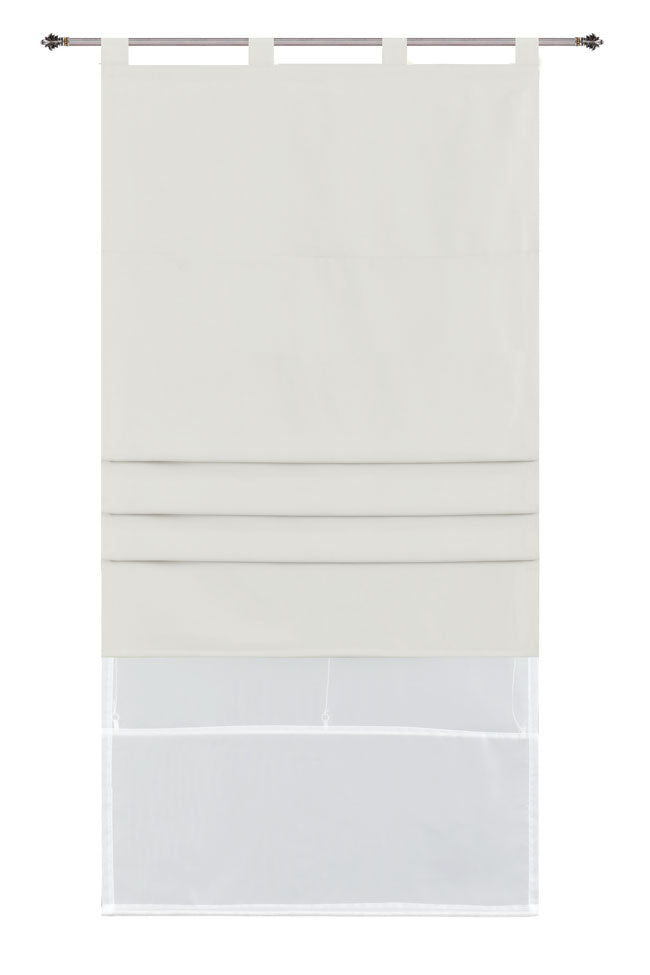 Doppel Raffrollo Palma Microsatin matt Voile Faltgardinen Faltrollo Schlaufenrollo mit Universalgardinenband 20410 Creme 60 x 175 (BxH) Raffrollo 20410creme_11ddd681-8e5a-4fce-bab2-a920138d44e2 | girdinenbox.com