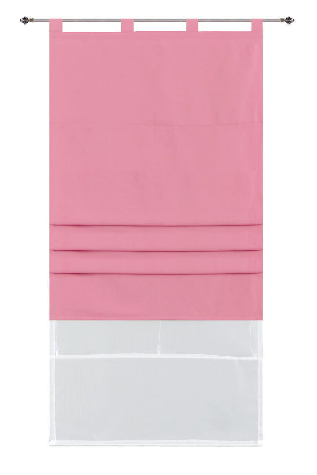 Doppel Raffrollo Palma Microsatin matt Voile Faltgardinen Faltrollo Schlaufenrollo mit Universalgardinenband 20410 Pink 60 x 175 (BxH) Raffrollo 20410pink_5f740eb0-b271-4c02-a15e-7d6059a1736a | girdinenbox.com