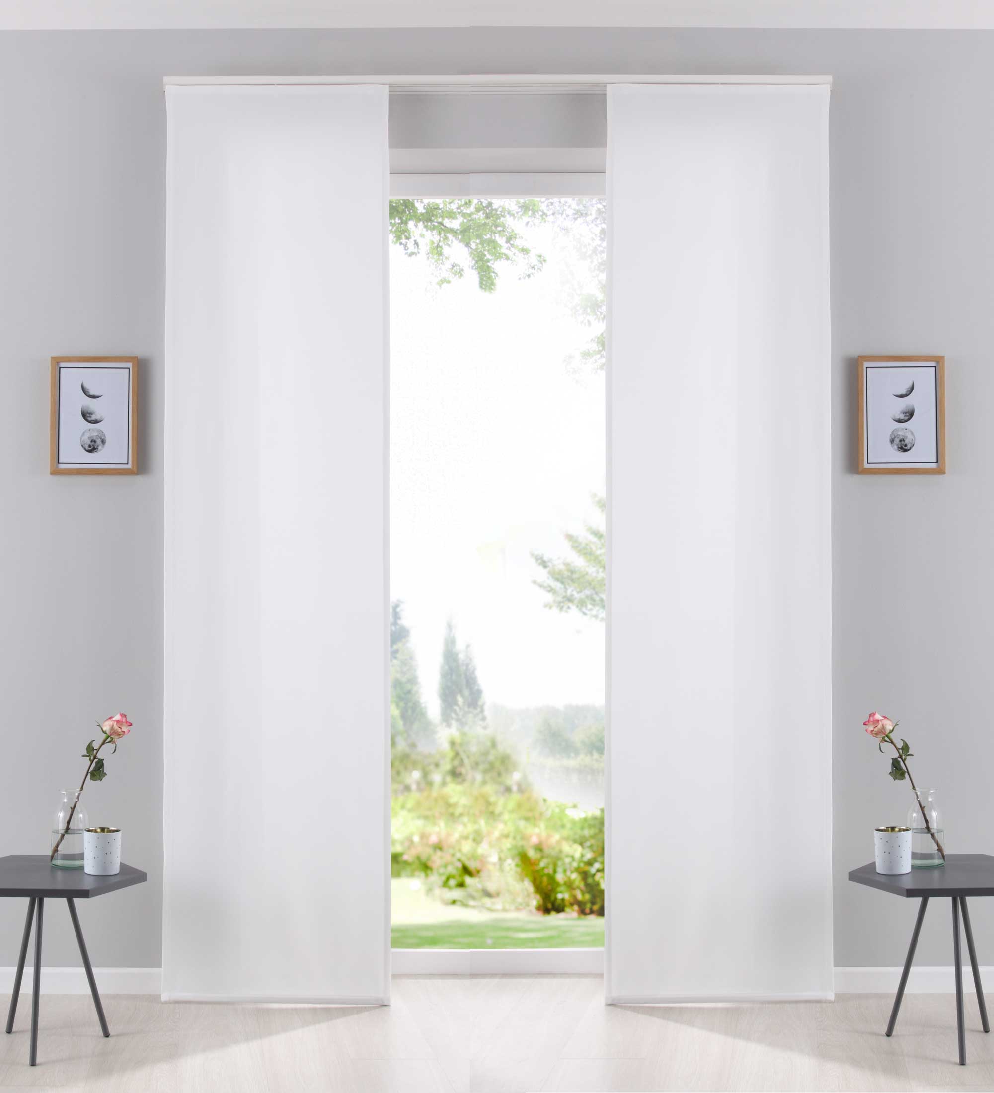 2er Pack Flächenvorhänge Schiebegardinen »PALERMO«  komplett Set Cationic blickdicht Leinen Optik natura seidenmatt Landhaus Stil 204411-2