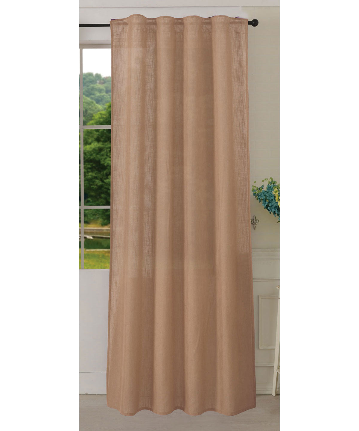 Vorhang Schal verdeckte Schlaufen >>Linene<< blickdicht Leinen Optik Natur Grobfaser (HxB) Lanhaus Stil schwere Qualität 20445 Sand Vorhang 20445sand | girdinenbox.com