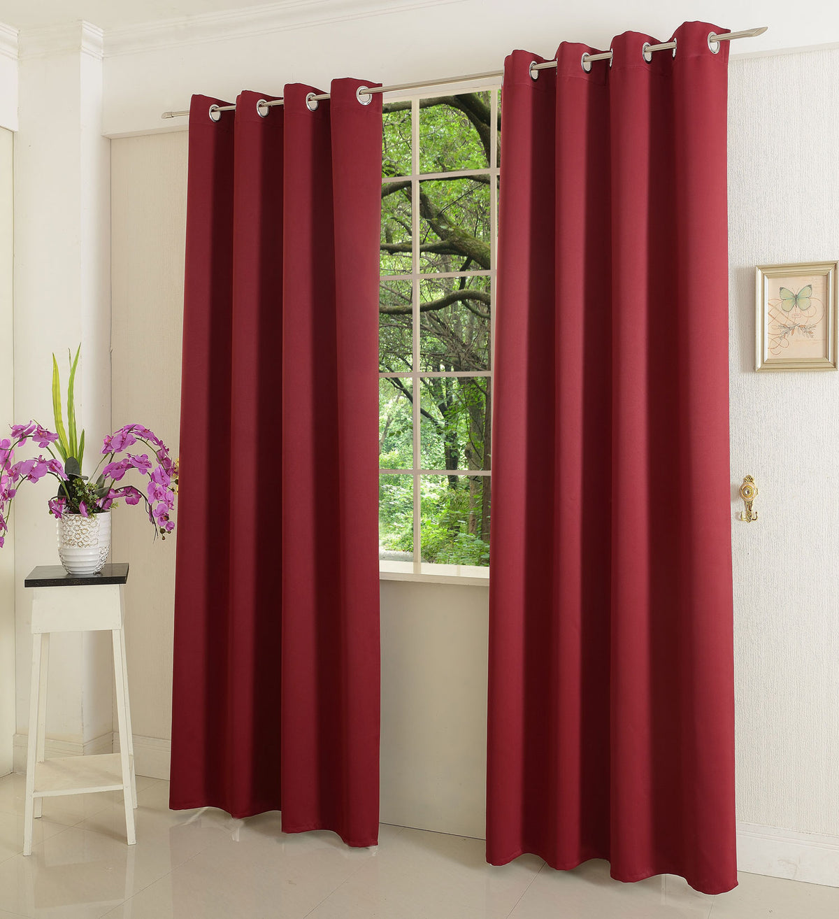Verdunkelungsvorhang Ösen matt uni Farben blickdicht Blackout 20600 Bordeaux 175x135 (HxB) Vorhang 20600bordeaux | girdinenbox.com