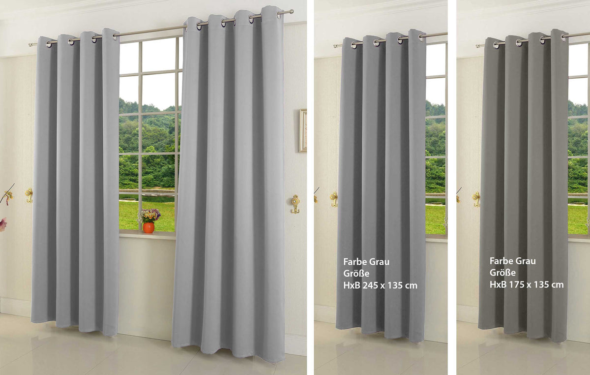 Verdunkelungsvorhang Ösen matt uni Farben blickdicht Blackout 20600 Grau 175x135 (HxB) Vorhang 20600grau-175 | girdinenbox.com