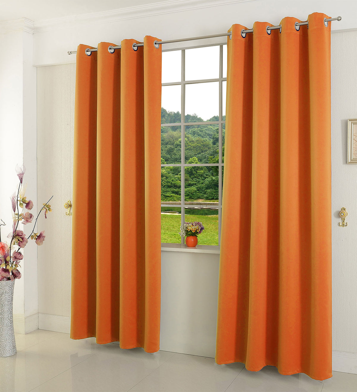Verdunkelungsvorhang Ösen matt uni Farben blickdicht Blackout 20600 Orange 175x135 (HxB) Vorhang 20600orange | girdinenbox.com