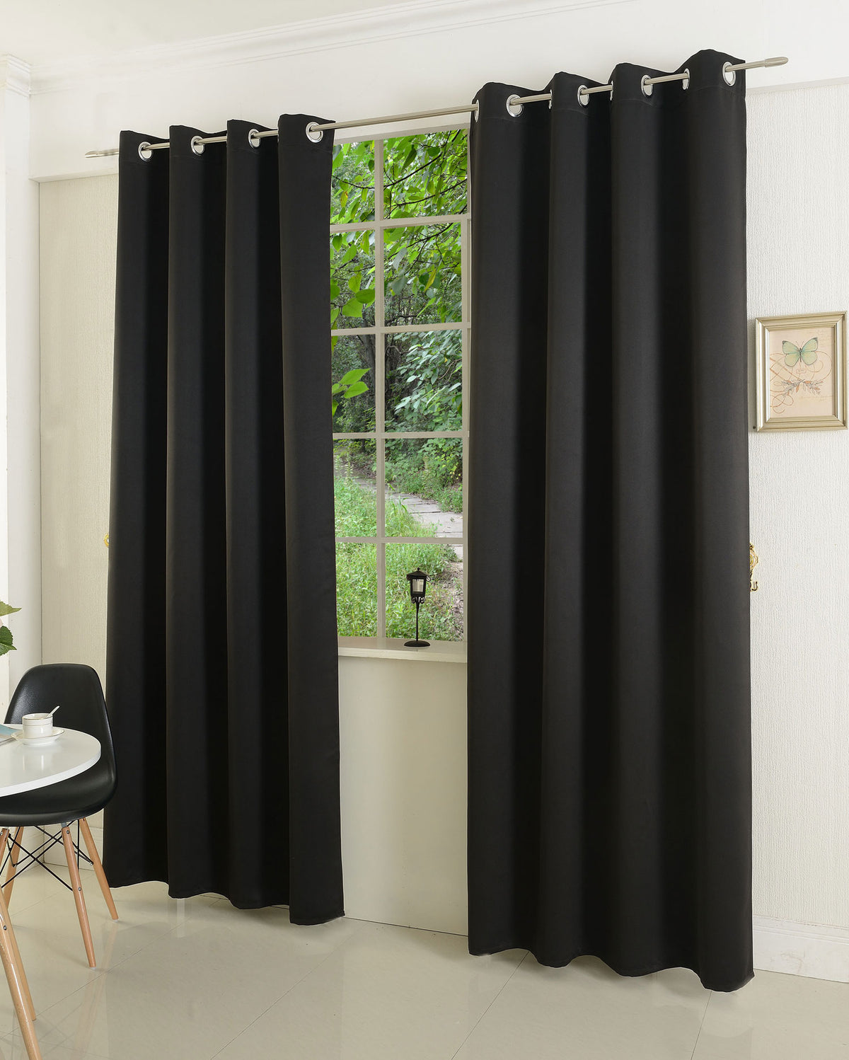 Verdunkelungsvorhang Ösen matt uni Farben blickdicht Blackout 20600 Schwarz 175x135 (HxB) Vorhang 20600schwarz | girdinenbox.com