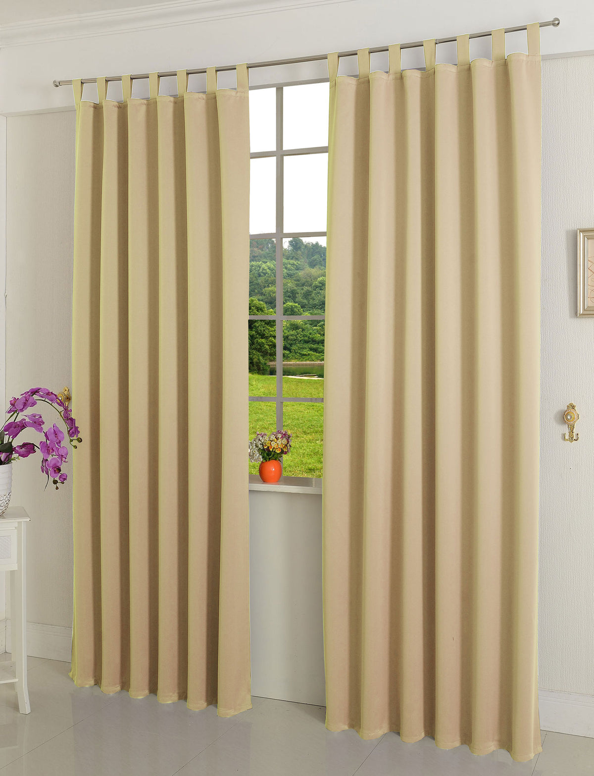 Verdunkelungsvorhag mit Schlaufen matt uni Farben aus weichfallenden blickdichten Stoff blickdicht Blackout 20610 Creme 245x135 (HxB) Vorhang 20610creme | girdinenbox.com