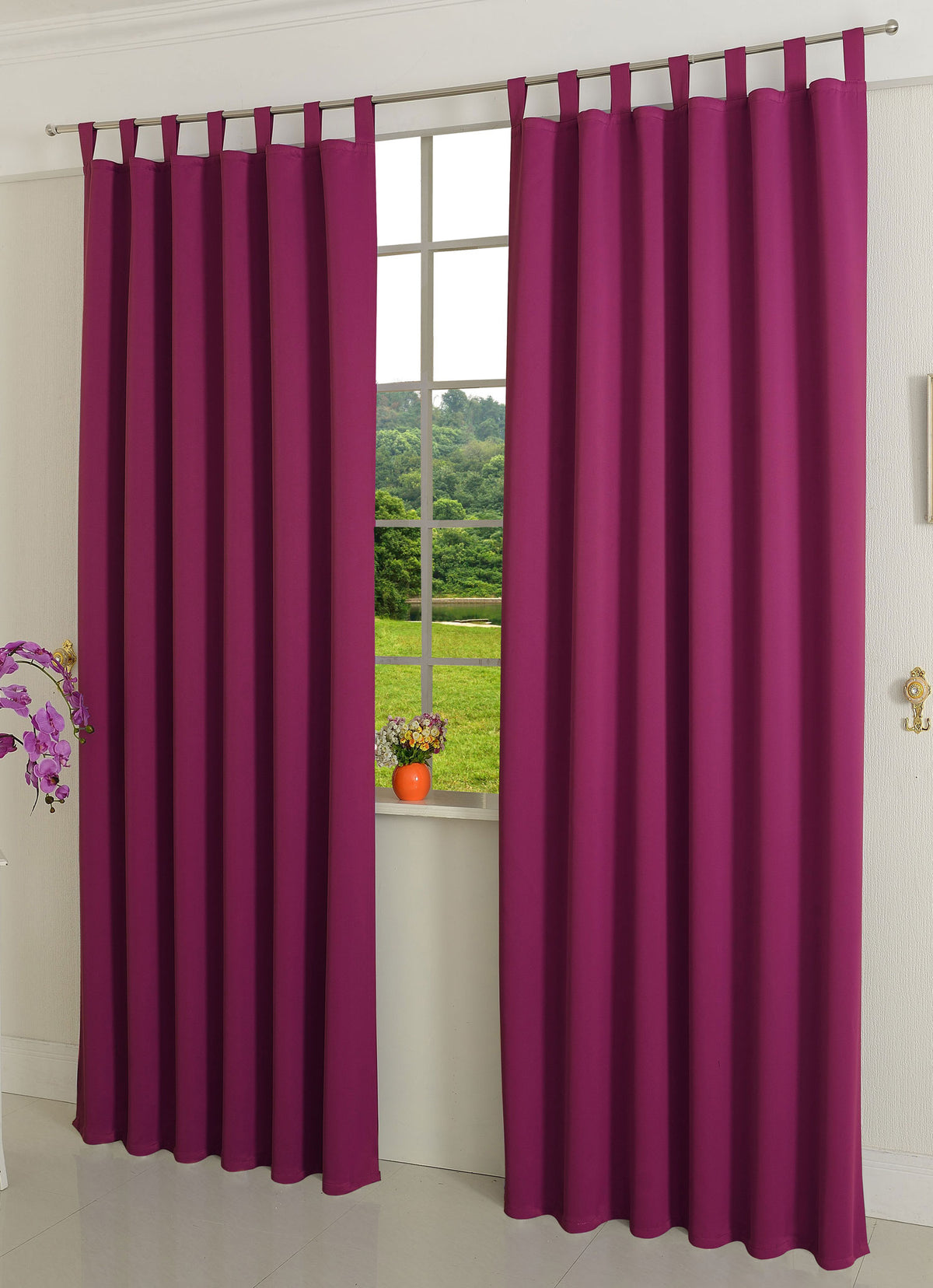 Verdunkelungsvorhag mit Schlaufen matt uni Farben aus weichfallenden blickdichten Stoff blickdicht Blackout 20610 Himbeere 245x135 (HxB) Vorhang 20610himbeere | girdinenbox.com