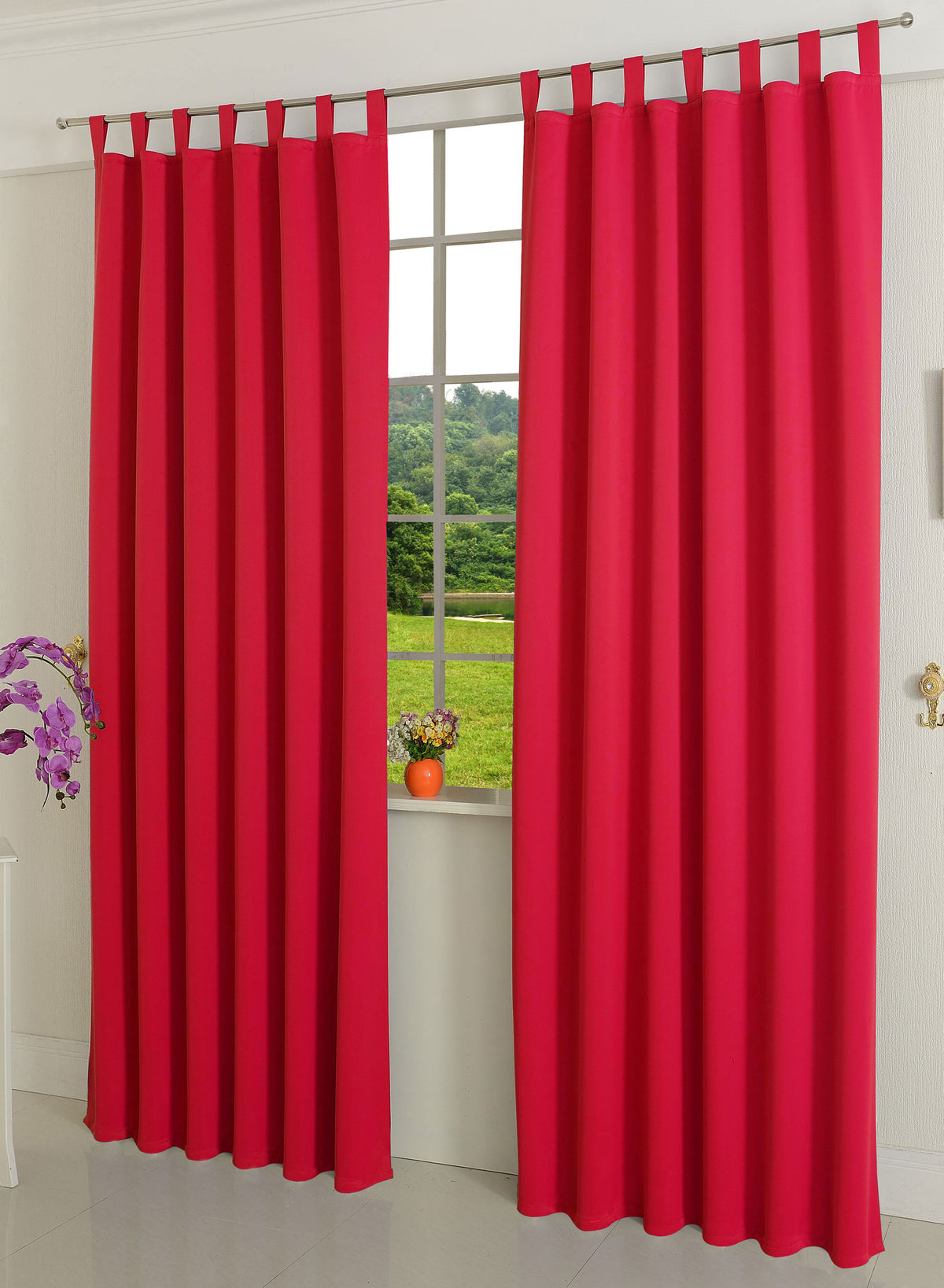 Verdunkelungsvorhag mit Schlaufen matt uni Farben aus weichfallenden blickdichten Stoff blickdicht Blackout 20610 Rot 245x135 (HxB) Vorhang 20610rot | girdinenbox.com