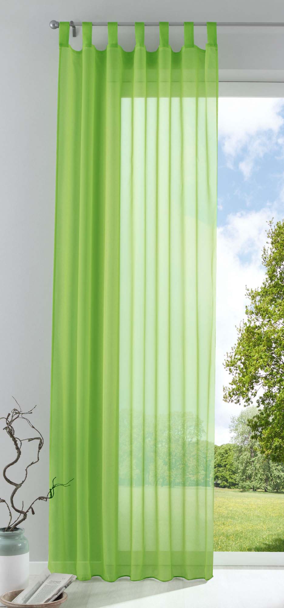 Schlaufenschal Gardine uni transparent Voile 61175 Apfelgrün HxB 175x140 cm Gardinenschal 61175apfelgruen_5abd81a9-ee22-4f69-8032-207a5045edfc | girdinenbox.com